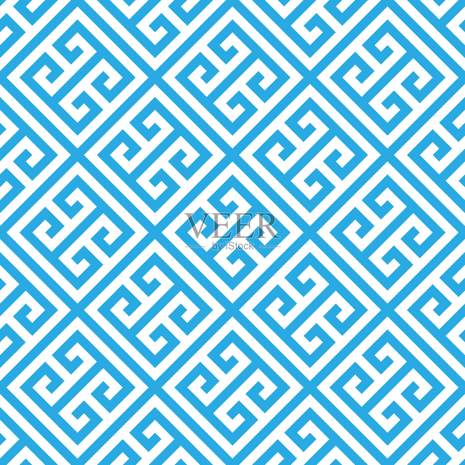 希腊键无缝图案背景为蓝色和插画图片素材