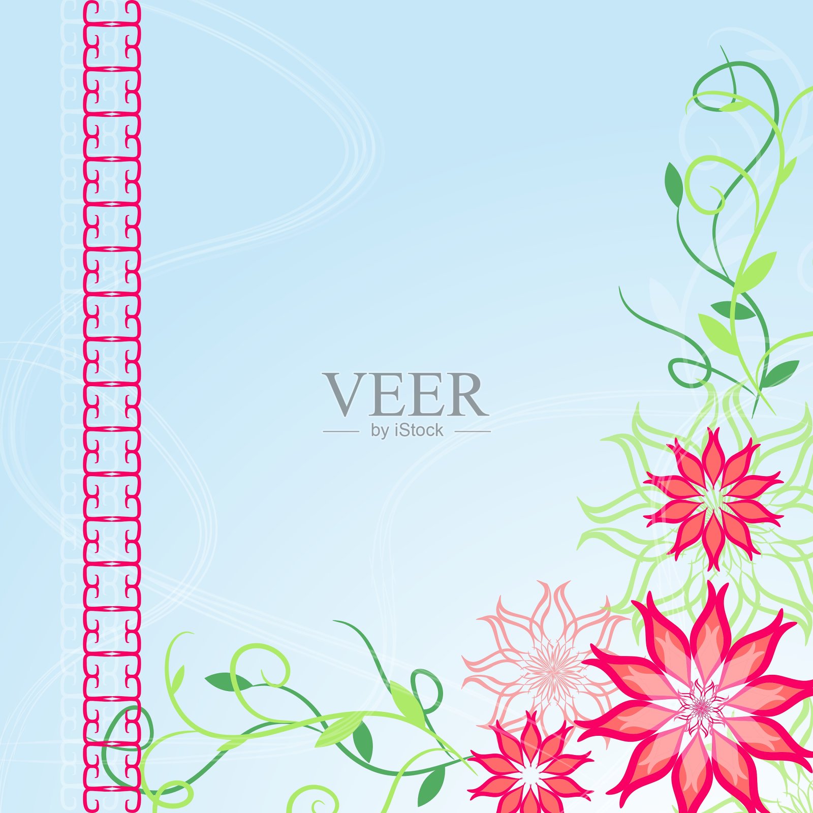 角落花蓝色背景插画图片素材