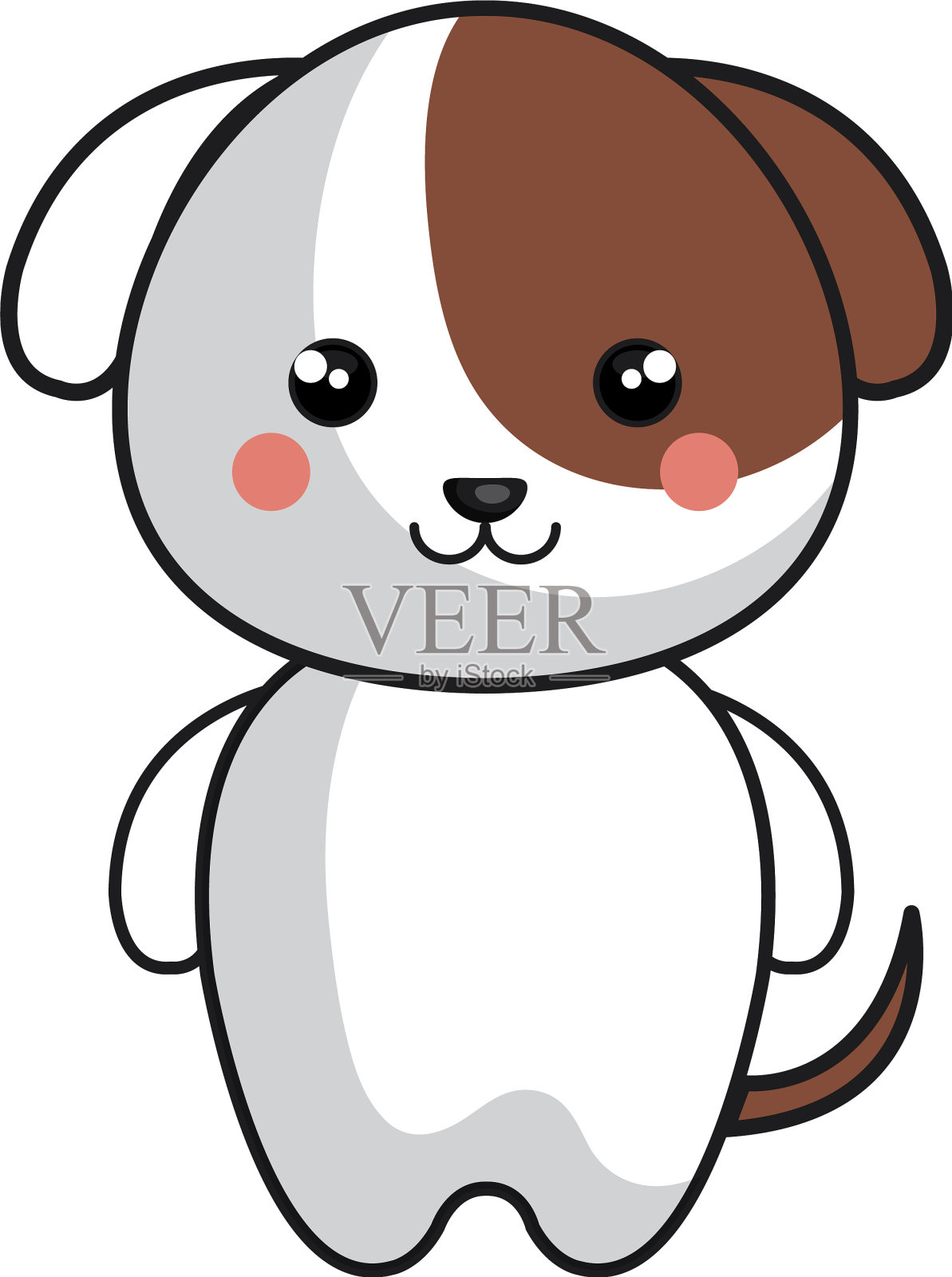 可爱和温柔的狗卡哇伊风格插画图片素材