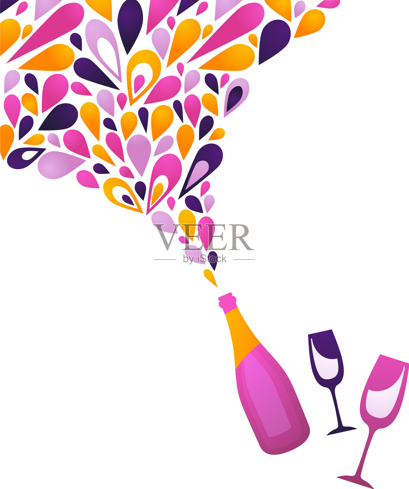 香槟开插画图片素材