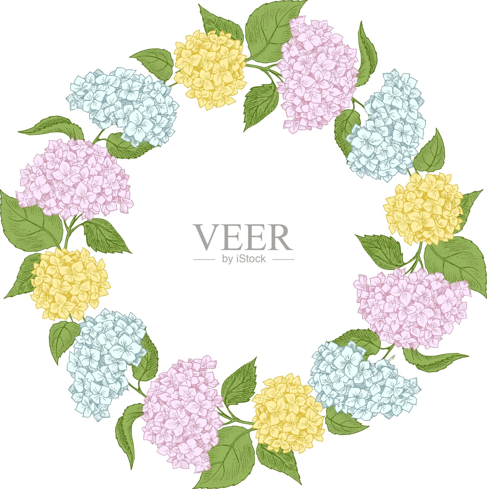 手绘花圈设计元素图片