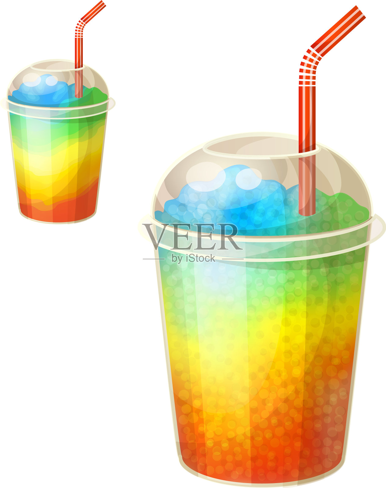 彩虹冰杯冰冻饮料卡通图标插画图片素材