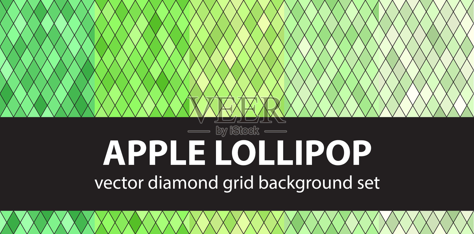钻石图案设置苹果棒棒糖无缝插画图片素材