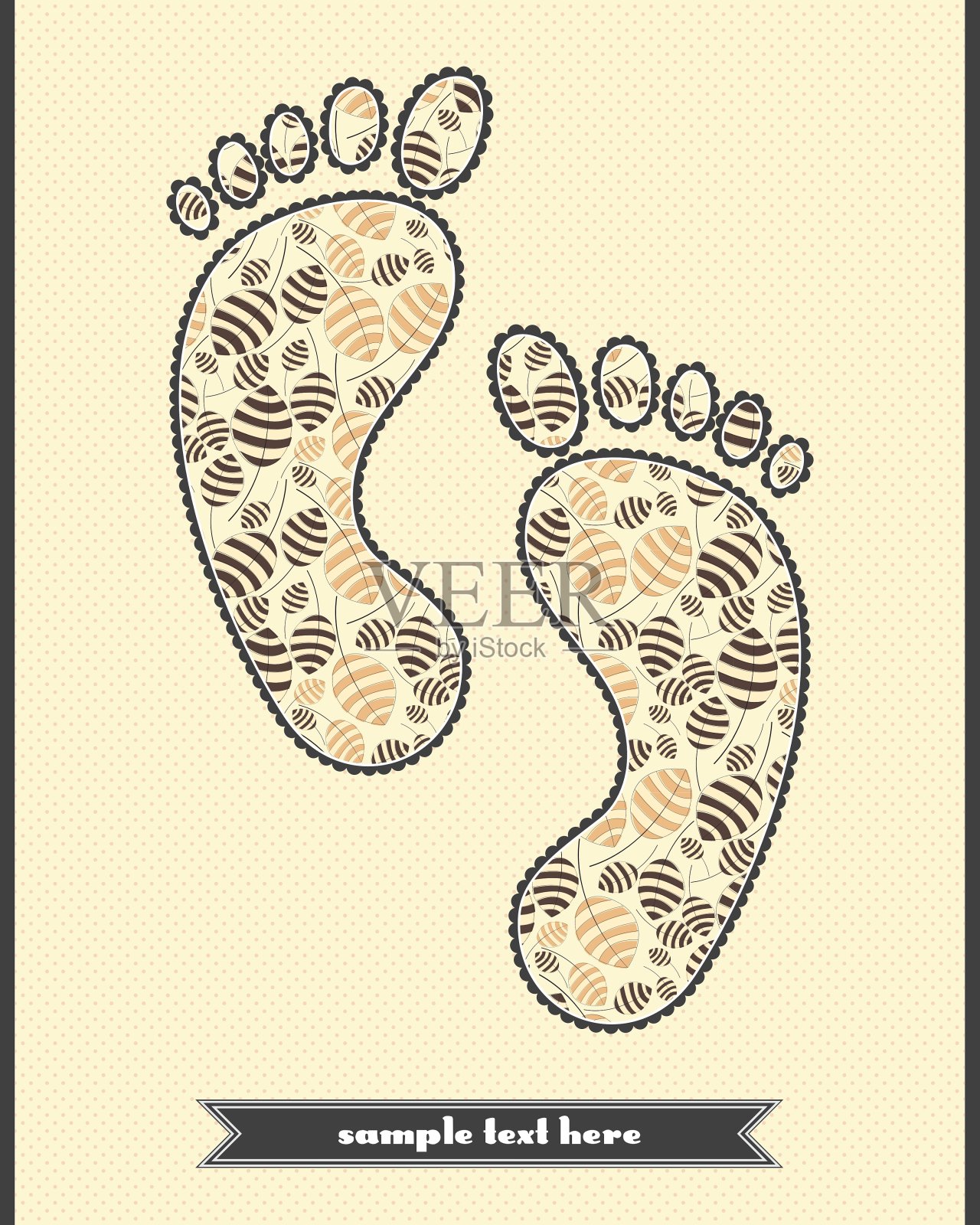 脚印上的花卉成分插画图片素材