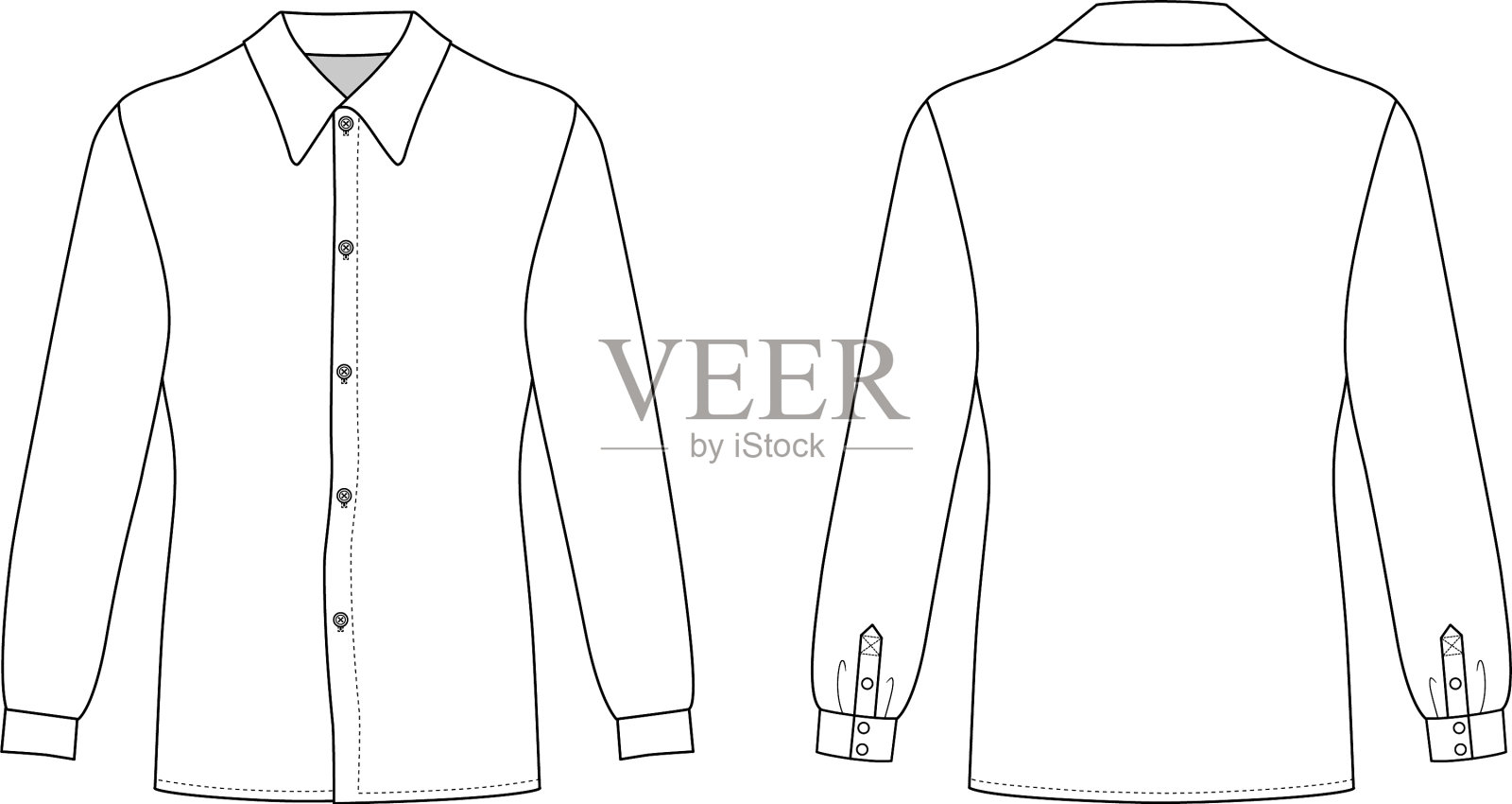 男子扣衬衫轮廓模板插画图片素材