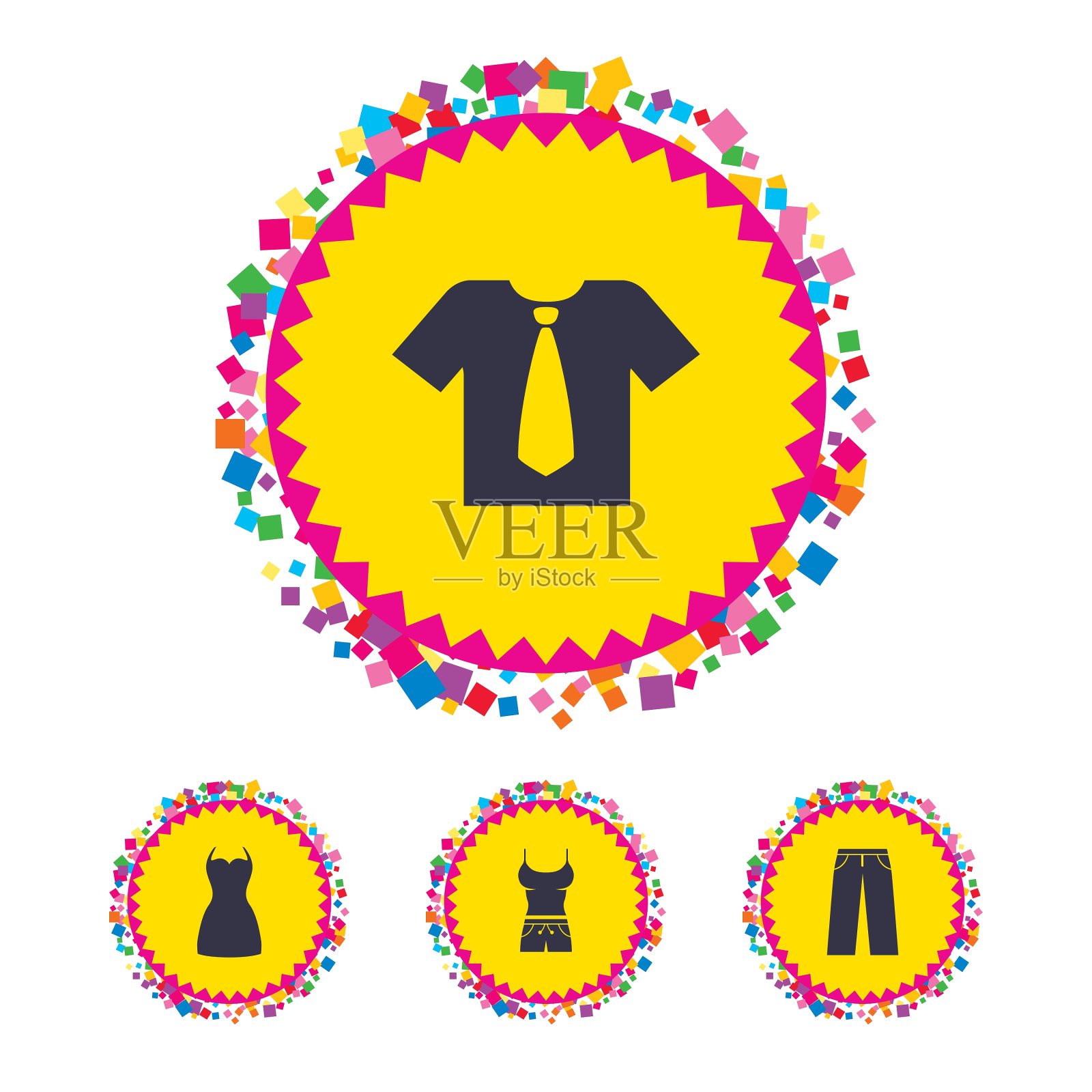 衣服标志是t恤、领带和裤子插画图片素材