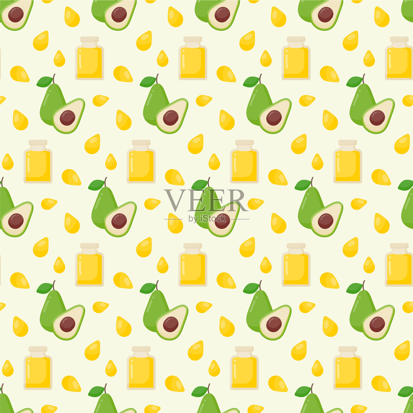 鳄梨油无缝图案插画图片素材