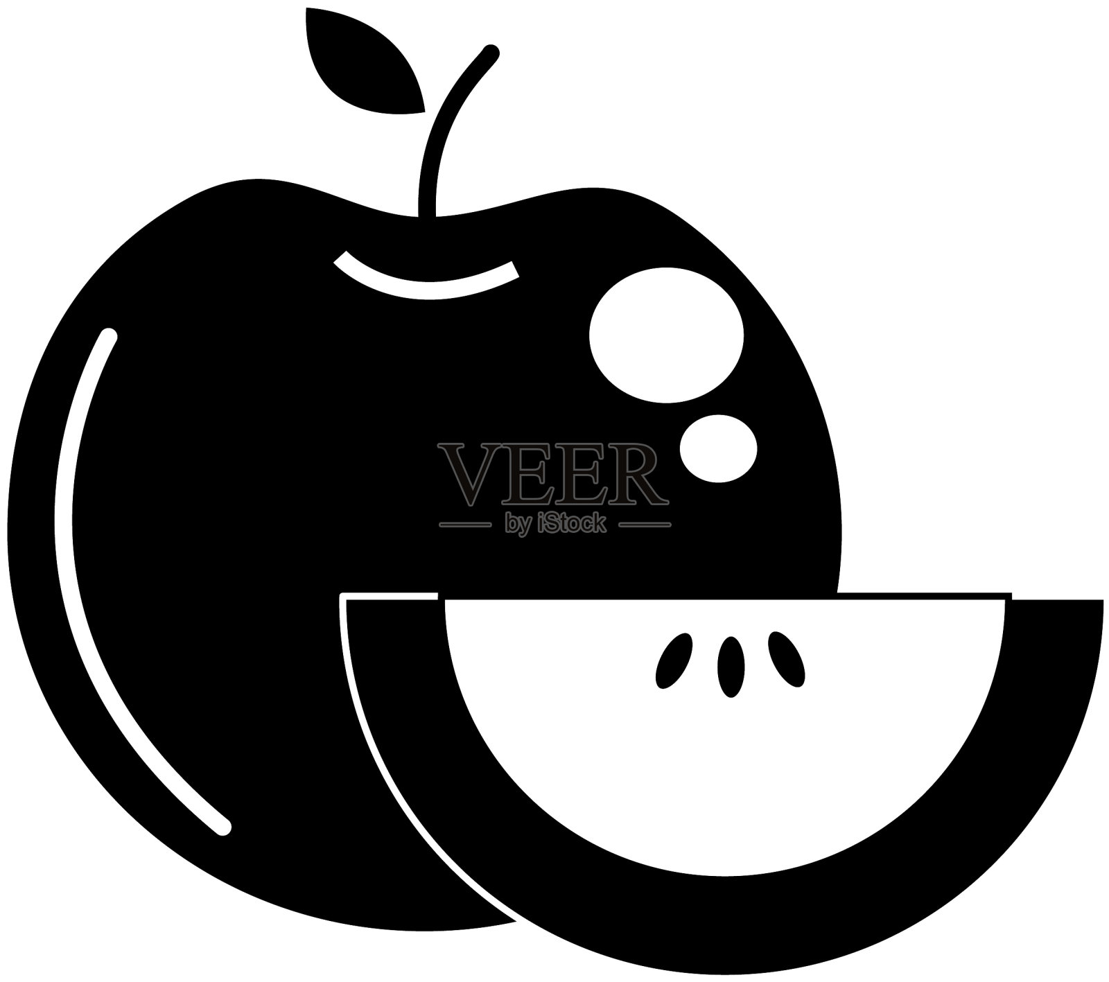 勾勒美味的苹果切片和异国情调的食物插画图片素材