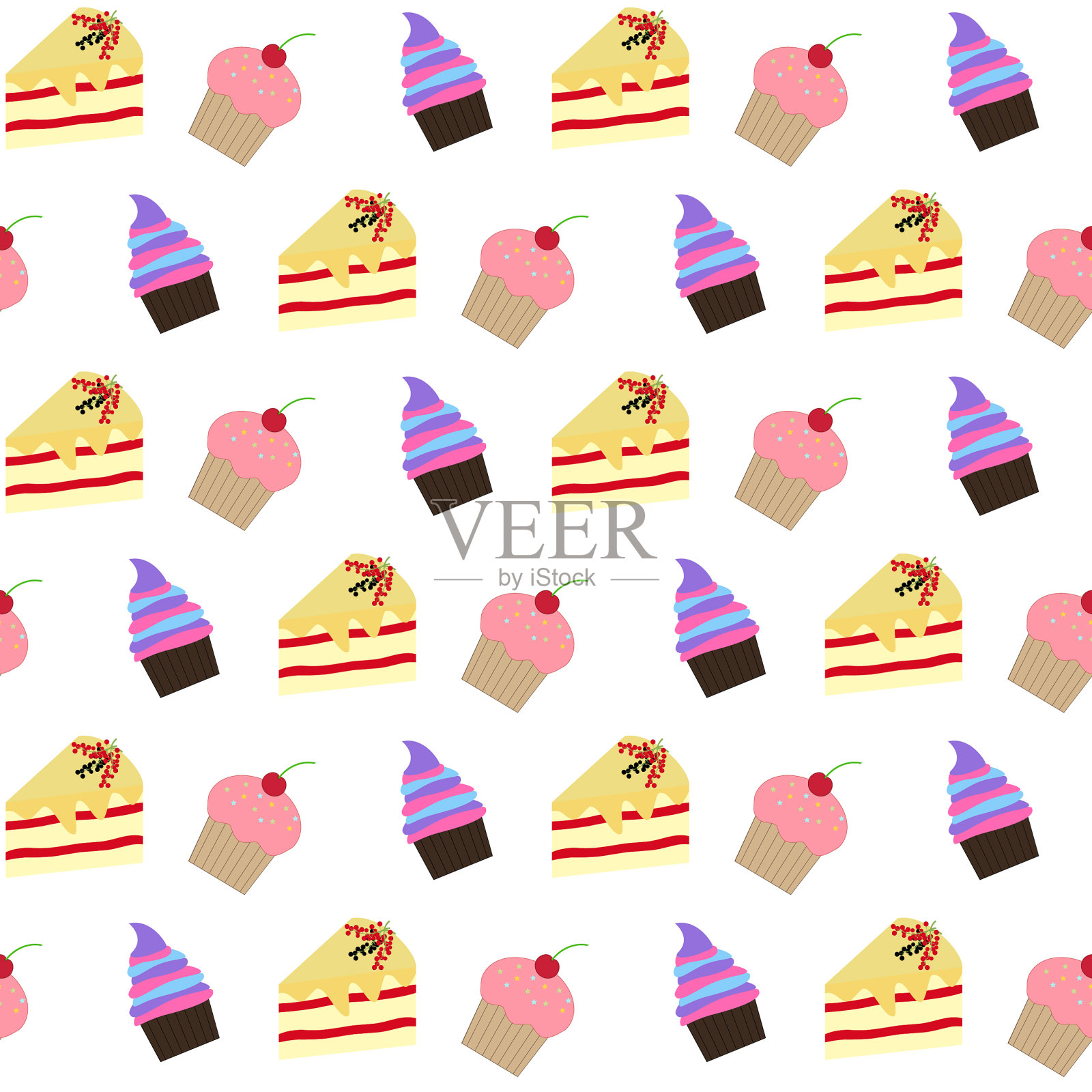 蛋糕无缝模式插画图片素材