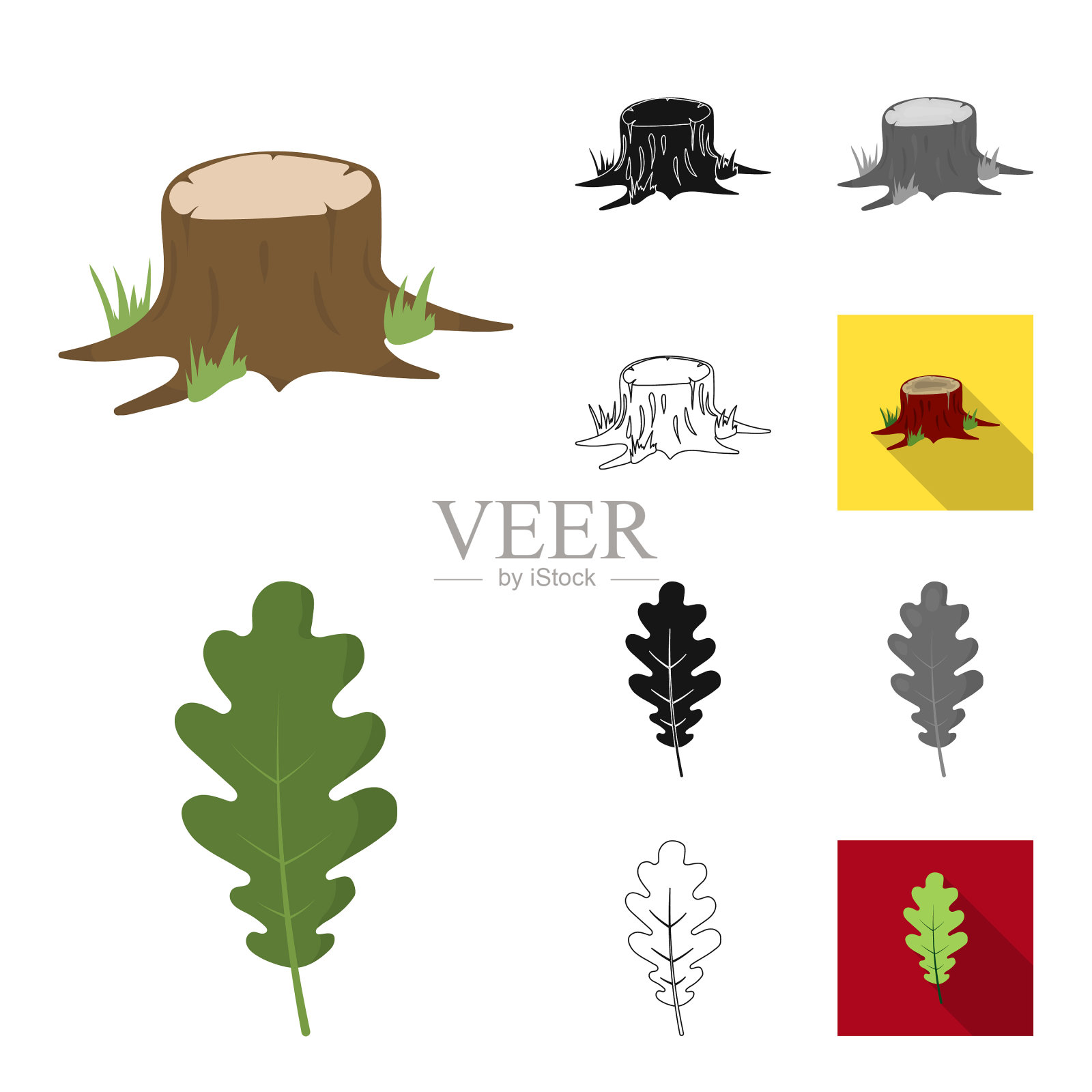 森林与自然，卡通，黑色，平面单色插画图片素材