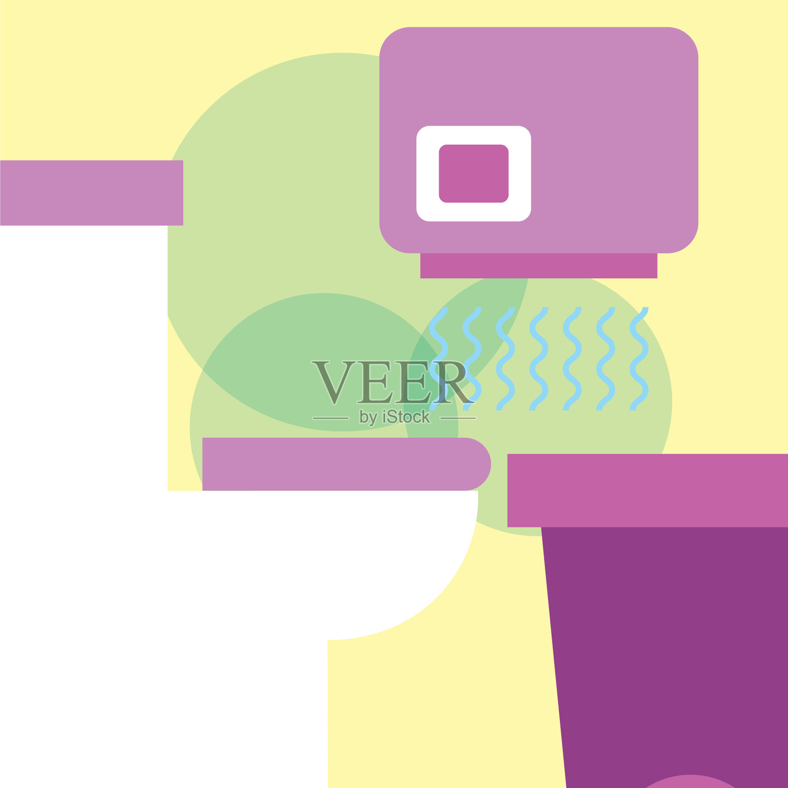 抽水马桶、烘干机、垃圾桶、浴室插画图片素材