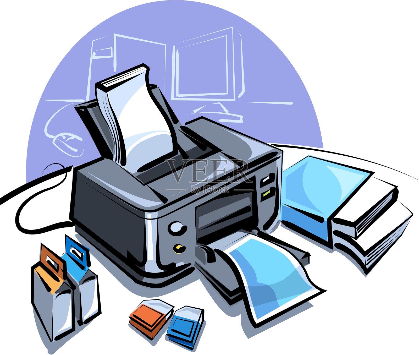 喷墨打印机插画图片素材