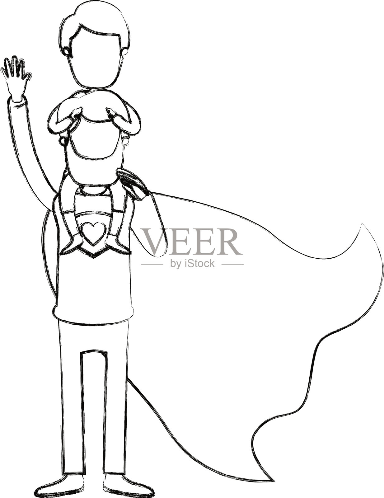 模糊剪影卡通全身无脸插画图片素材