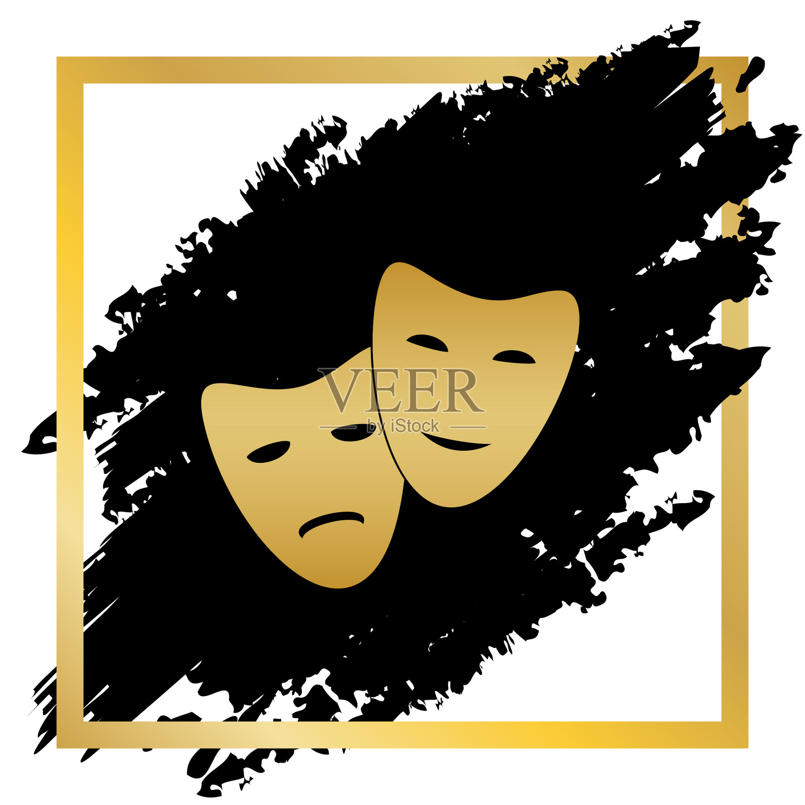 带着快乐和悲伤面具的剧院偶像插画图片素材