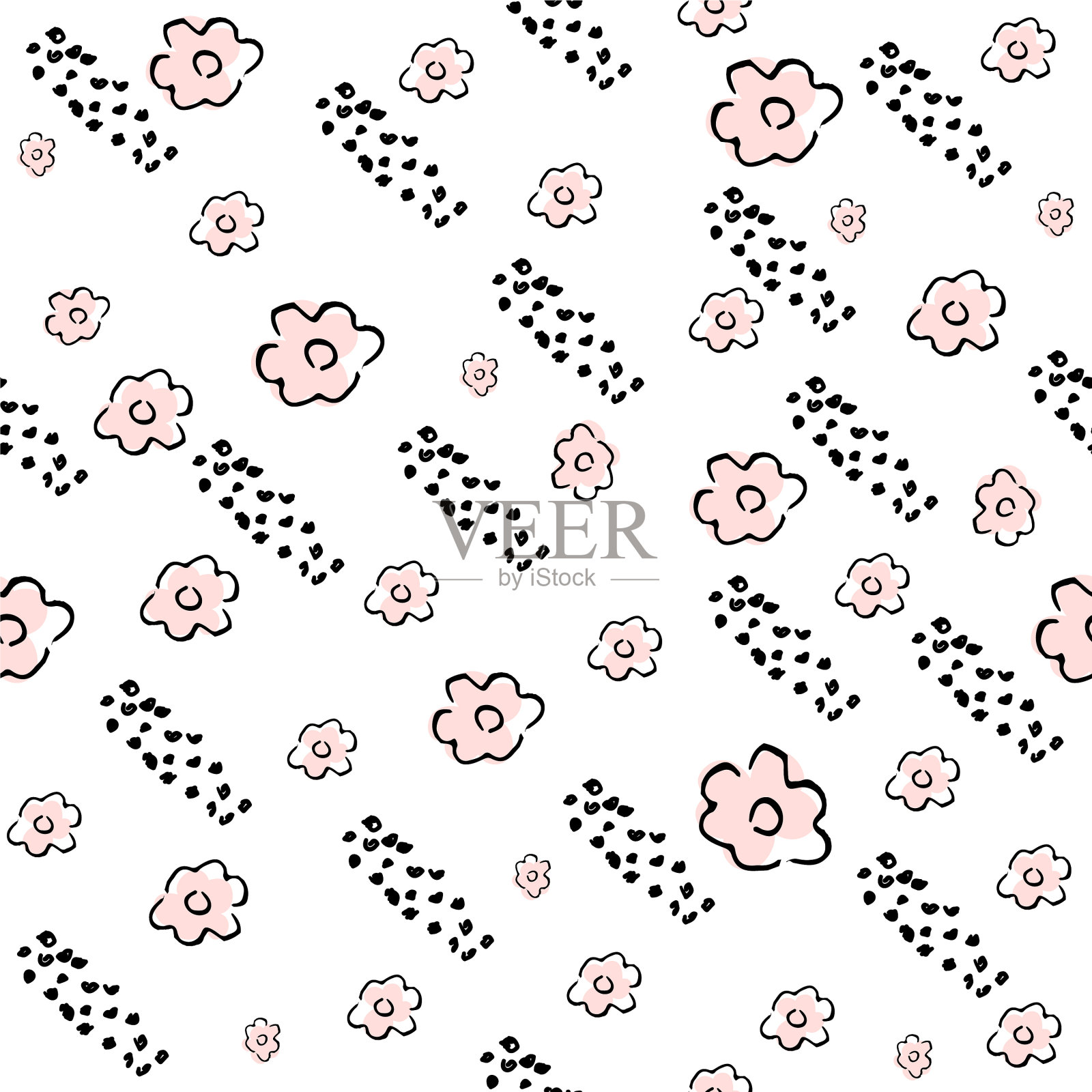 可爱的花无缝图案插画图片素材