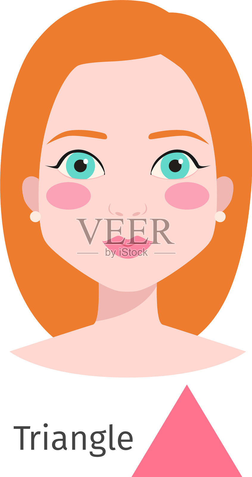 女人脸三角型插画图片素材