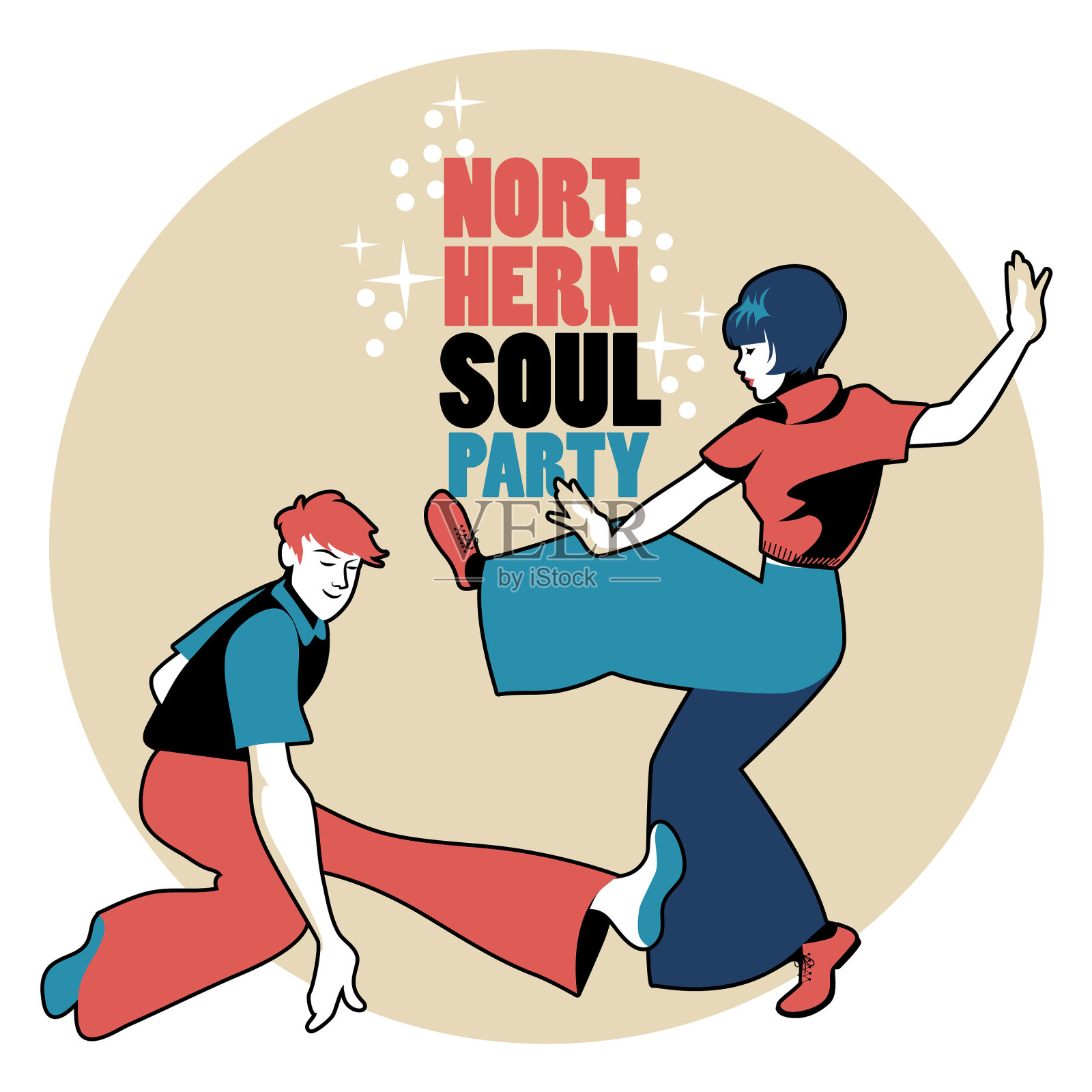 年轻夫妇穿着复古60年代的衣服跳舞设计元素图片