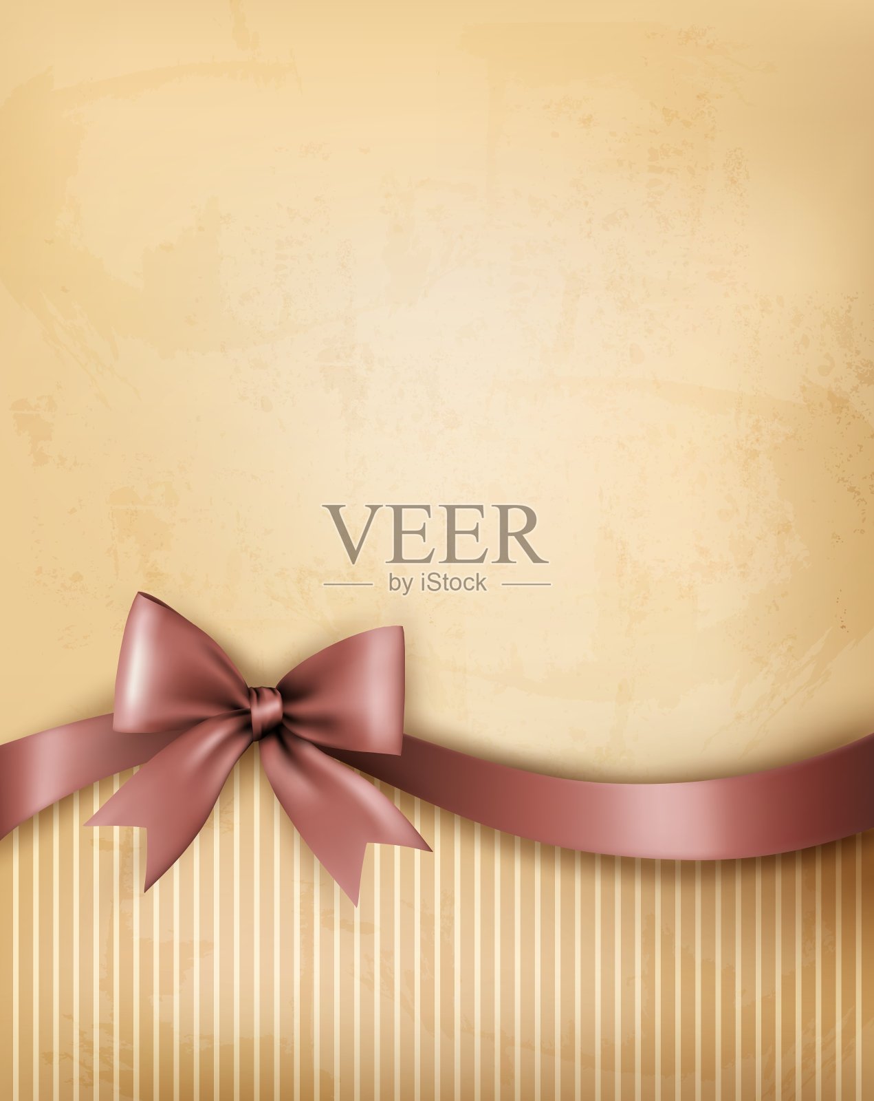 背景与旧纸与礼品蝴蝶结和丝带插画图片素材