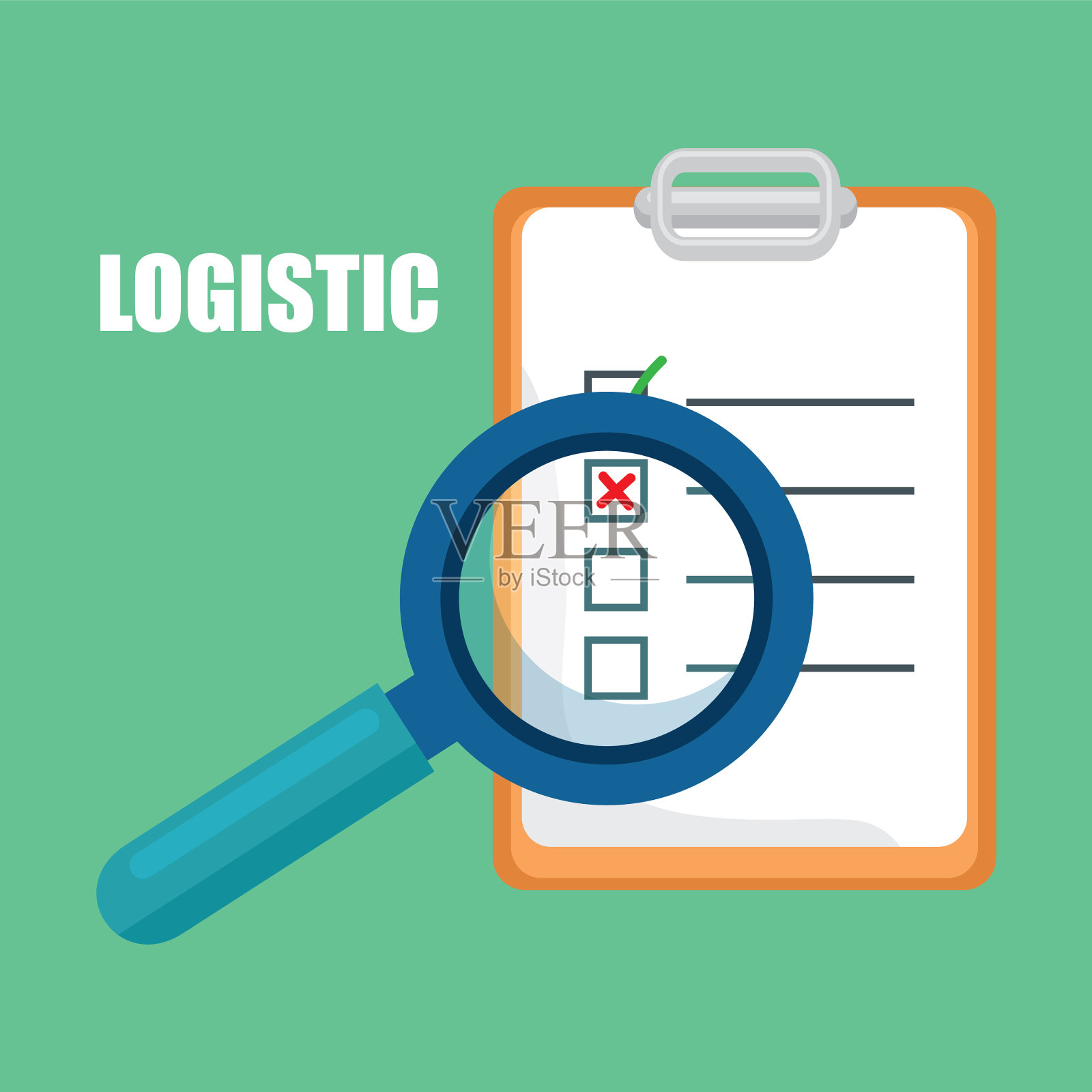 检查清单和放大镜后勤服务插画图片素材