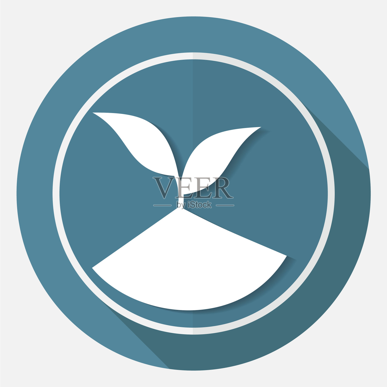 图标的叶子在白色的圆圈上有一个长长的阴影图标素材