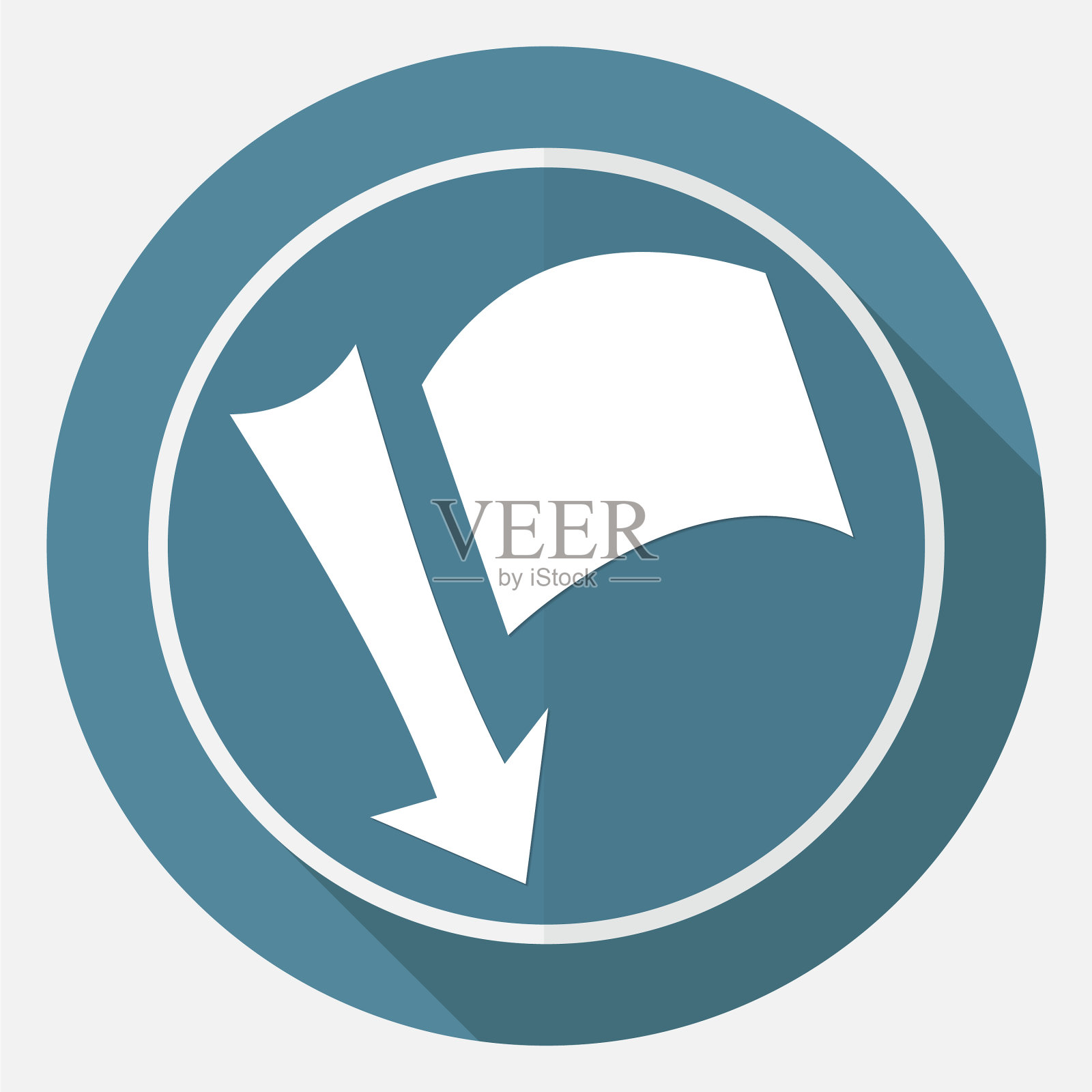 箭头目标在白色的圆圈上有一个长长的阴影插画图片素材