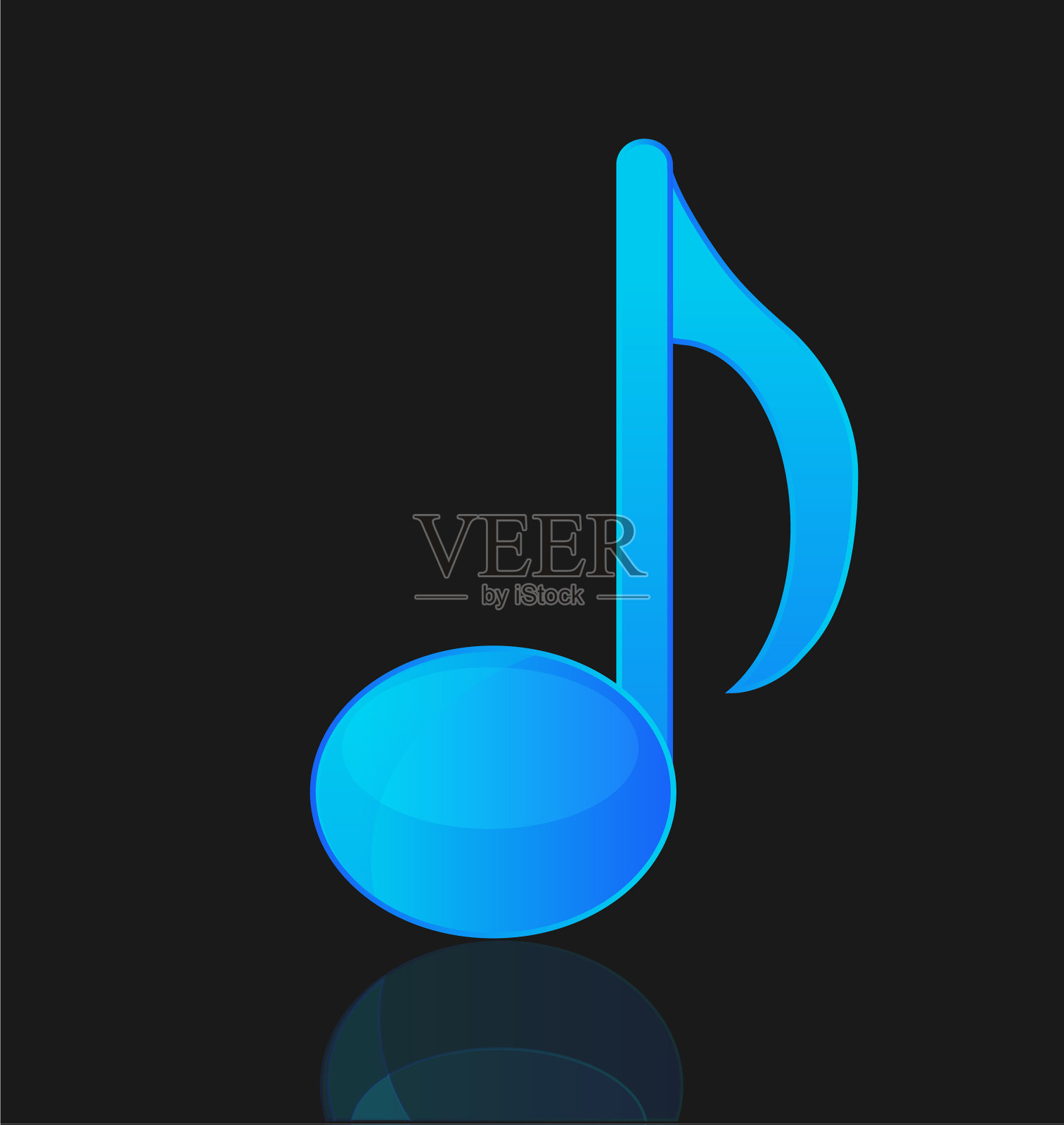 孤立的蓝色音符插画图片素材