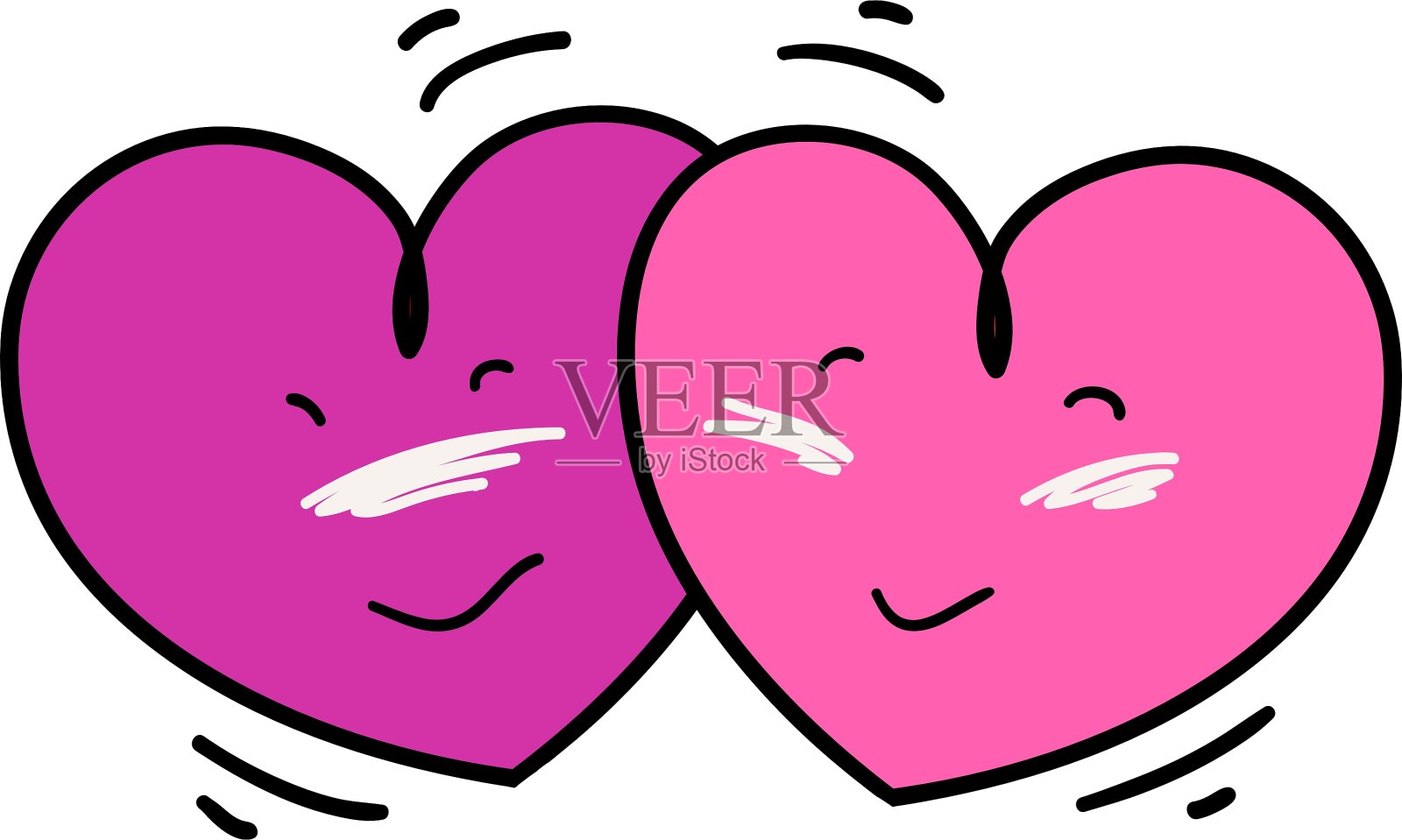两颗粉红色的心坠入爱河插画图片素材