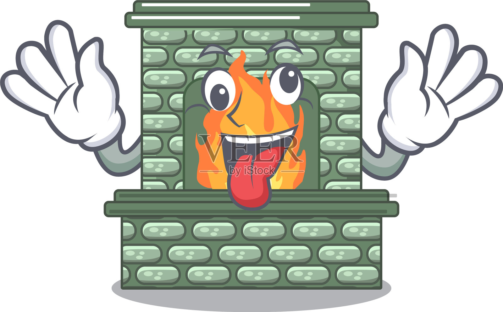 疯狂的豪华壁炉孤立吉祥物设计元素图片