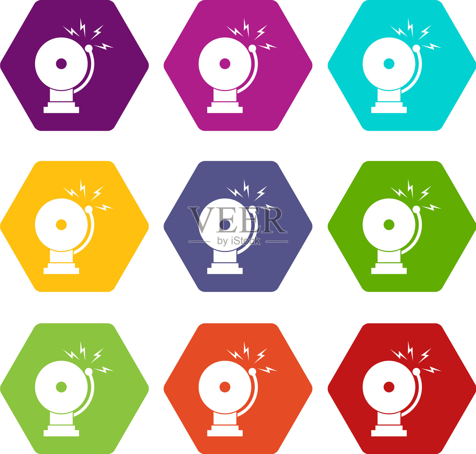 火灾报警图标设置颜色六面体图标素材