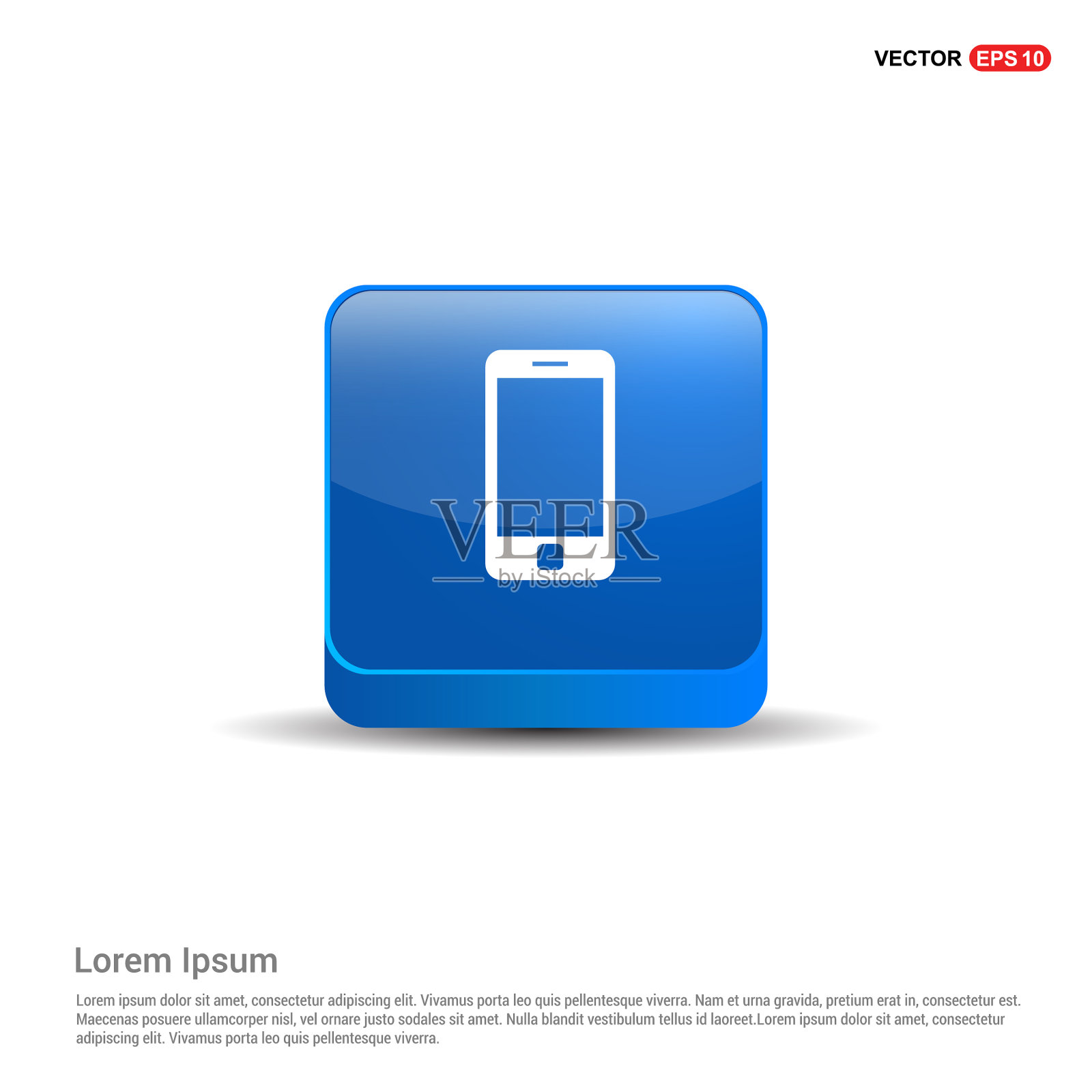 手机图标- 3d蓝色按钮插画图片素材