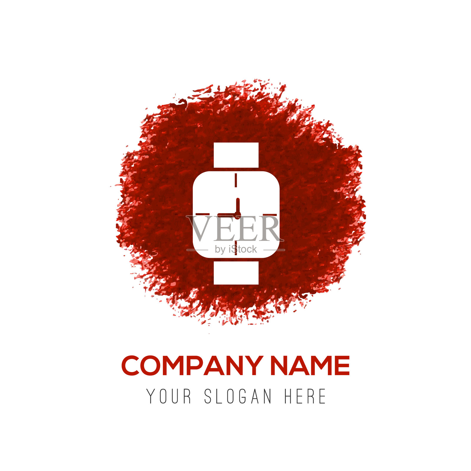 观看图标-红色水彩圈飞溅插画图片素材