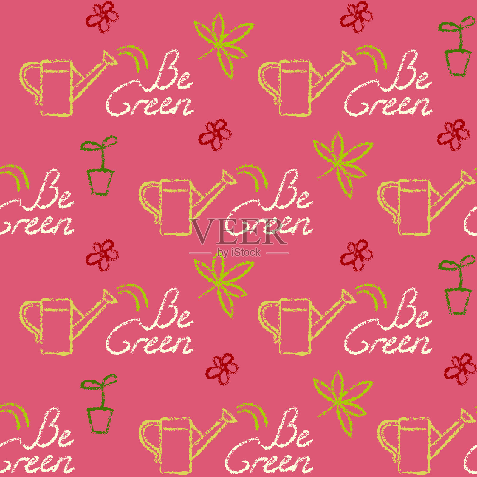 无缝模式与绿色文本插画图片素材