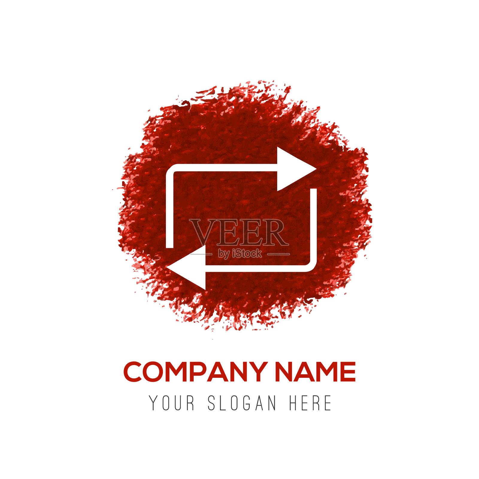 刷新图标-红色水彩圈飞溅插画图片素材