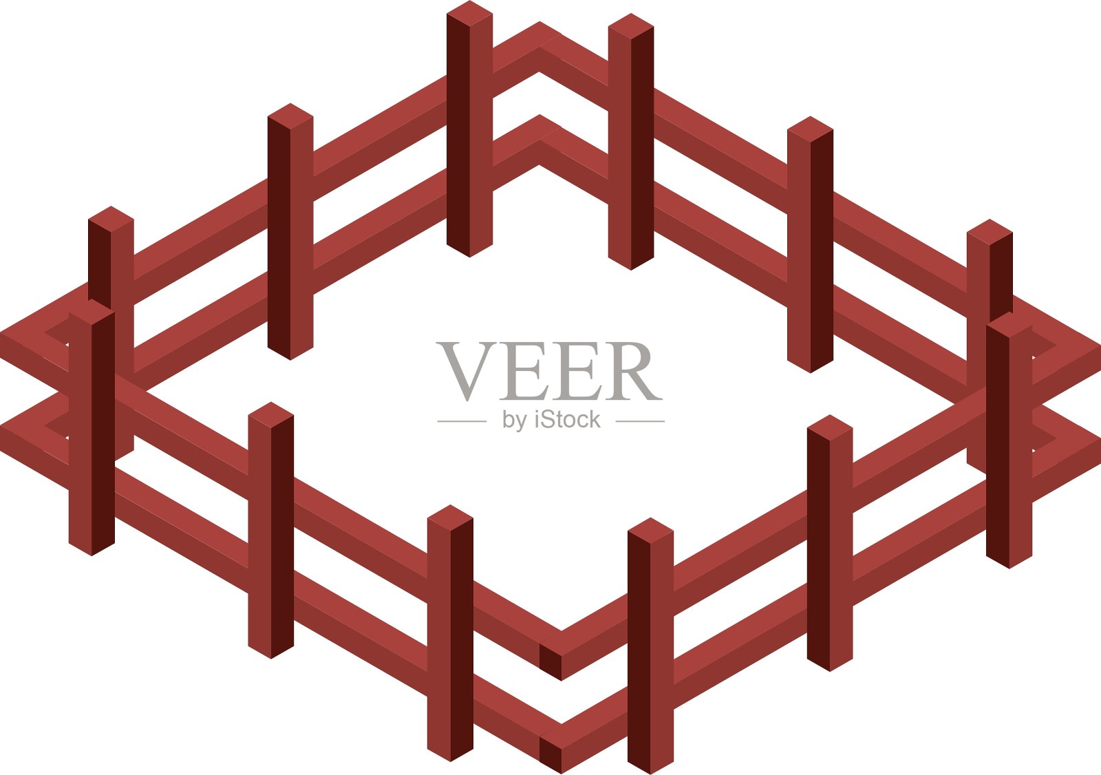 围栏木等距图标设计元素图片