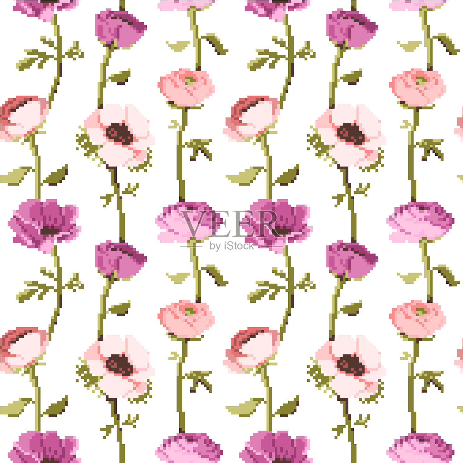 植物花无缝花纹花插画图片素材