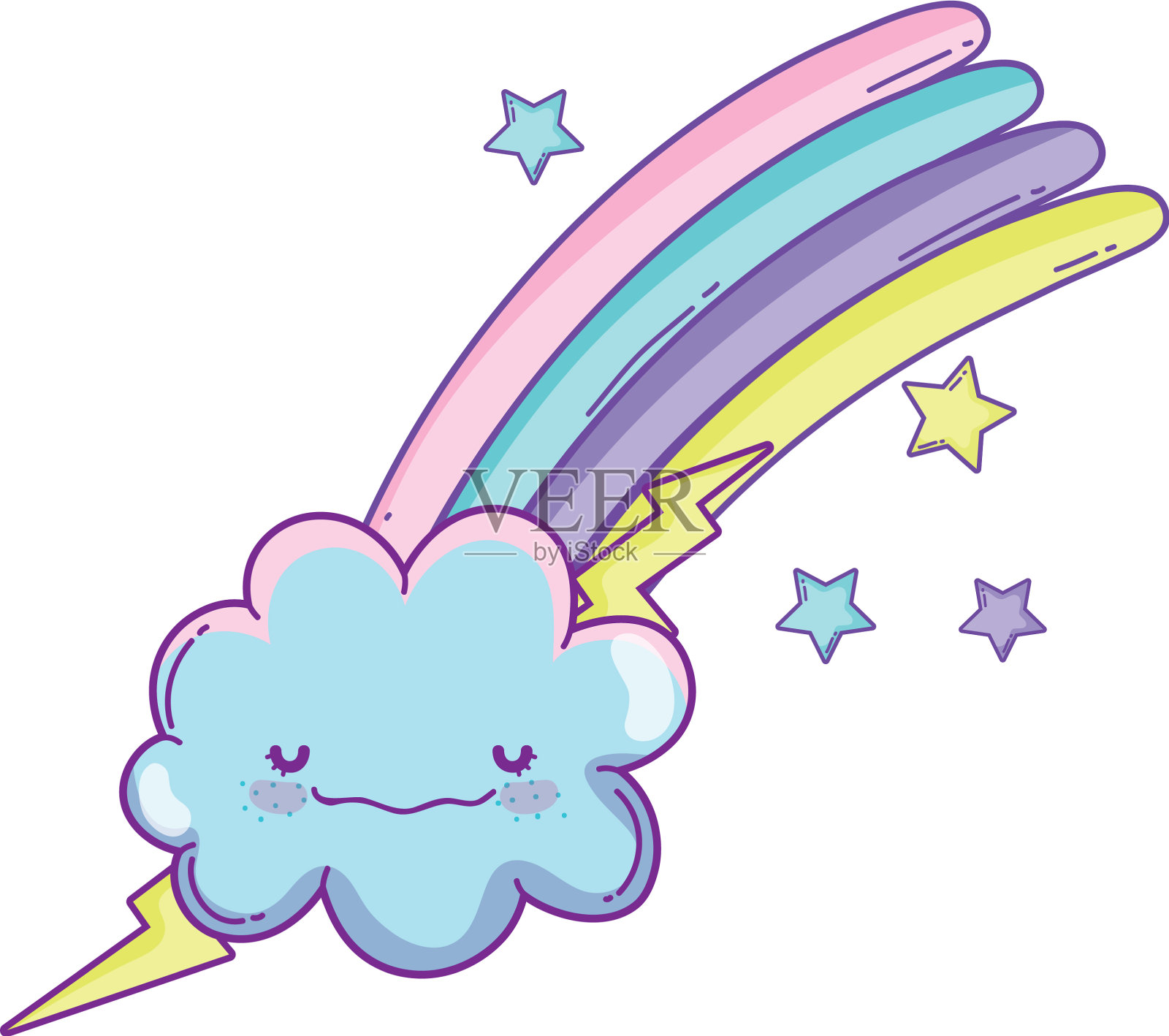 云和彩虹可爱的卡通设计元素图片