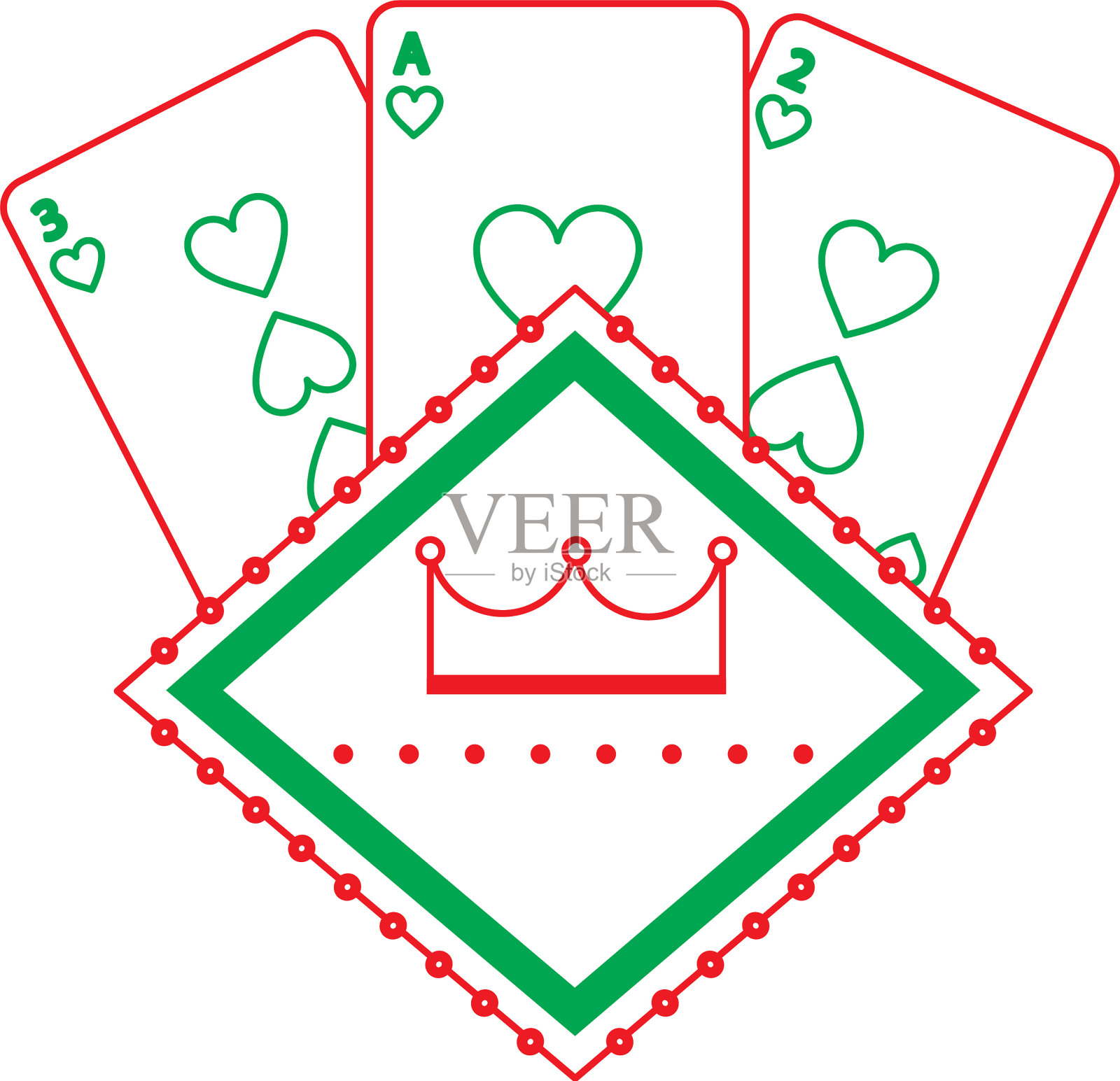 赌场牌桌上的轻牌赌博符号插画图片素材