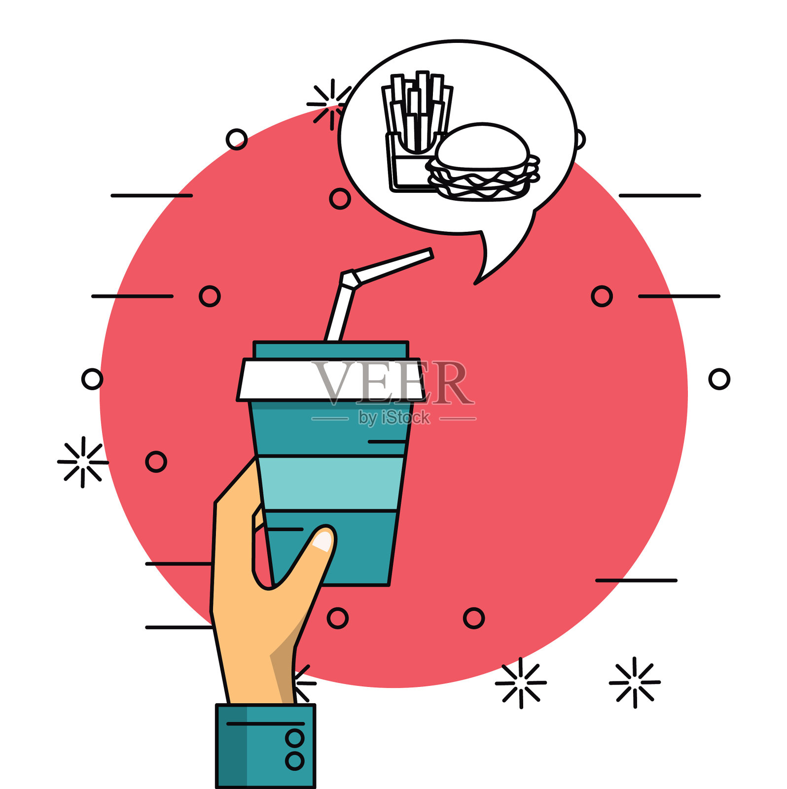 快餐组合插画图片素材