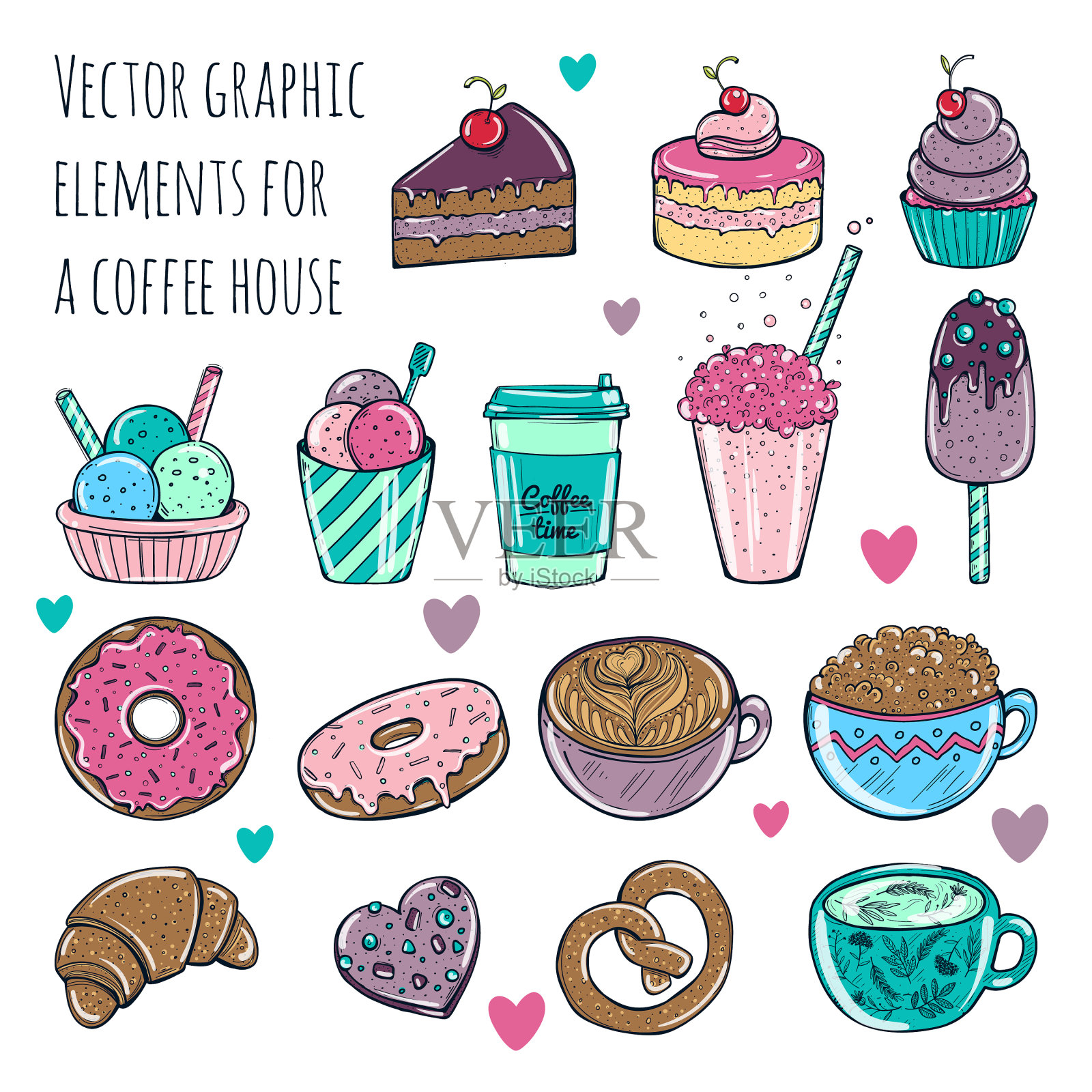 一套可爱又有趣的冰淇淋图标素材