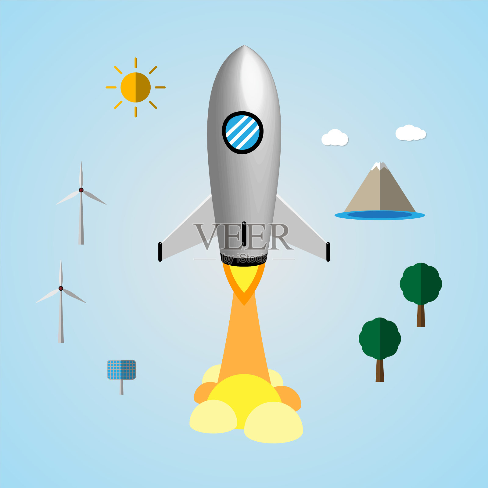 科技和商业的发展突飞猛进插画图片素材