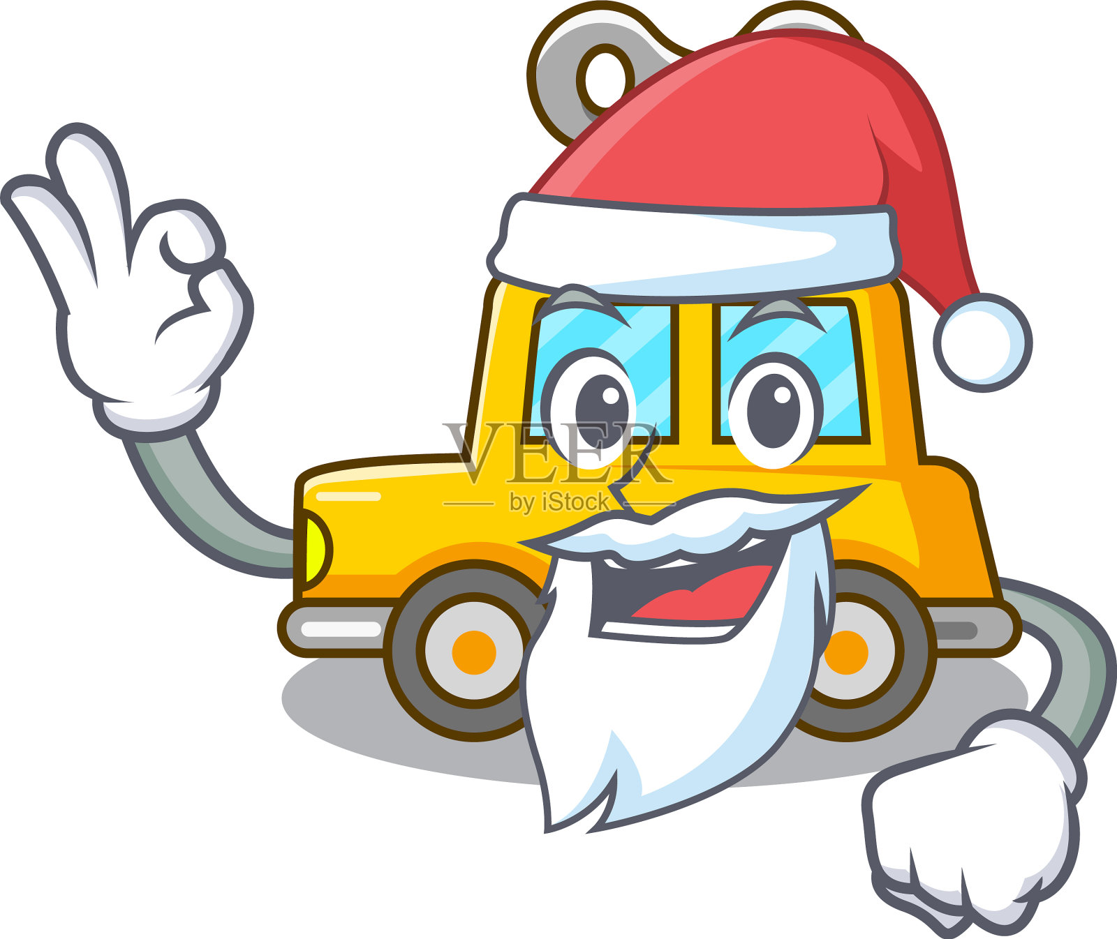 圣诞老人发条玩具车孤立吉祥物设计元素图片