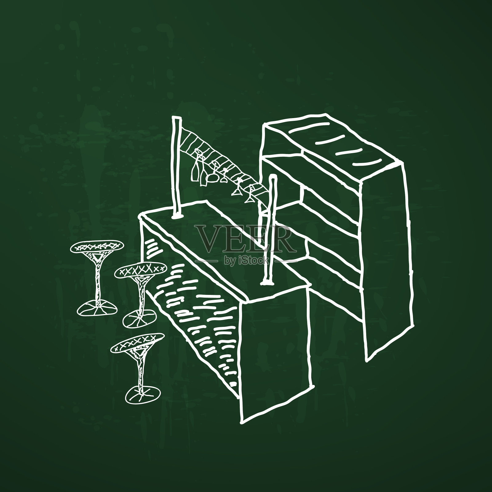 现代酒吧桌椅素描插画图片素材