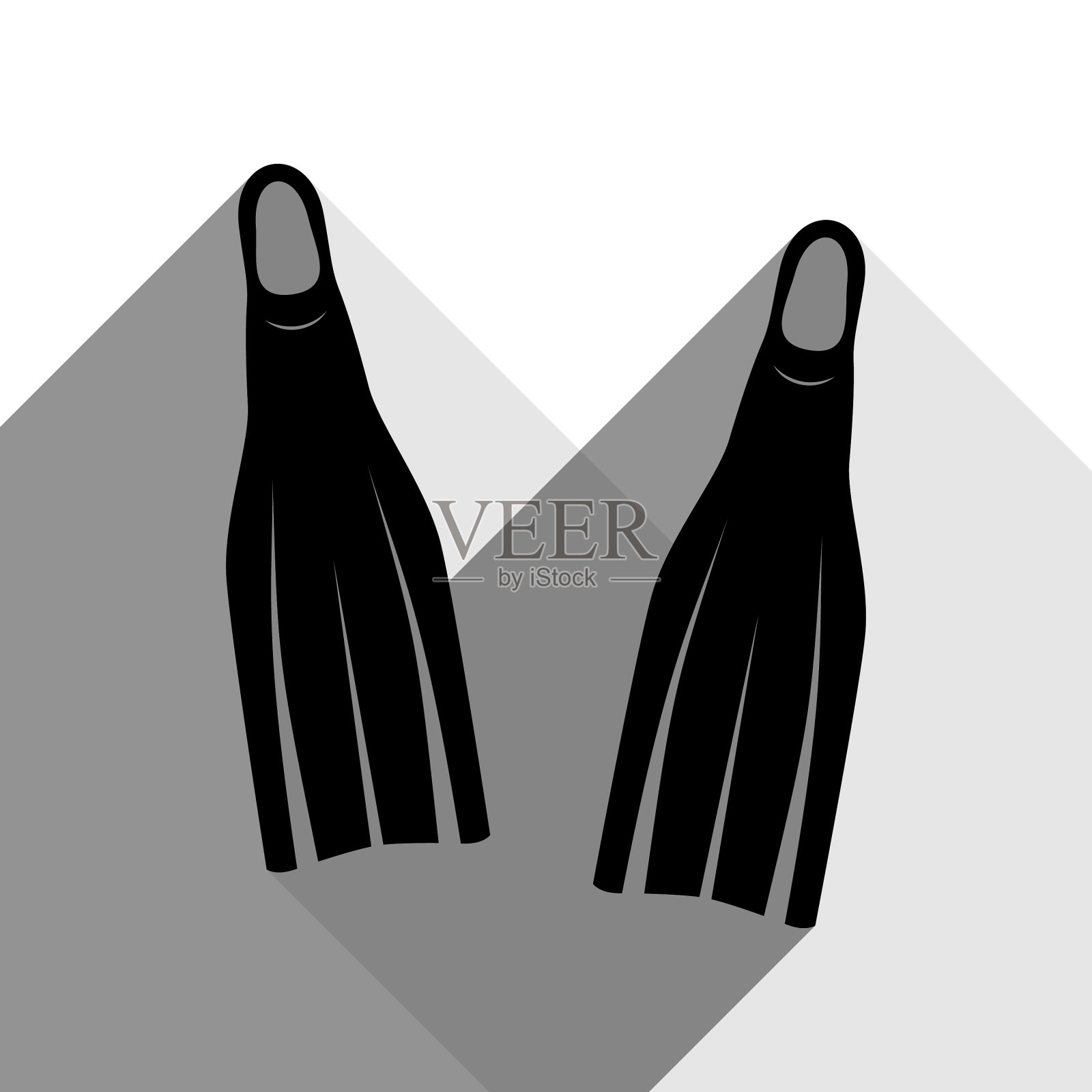 潜水脚蹼标志黑色图标有两个插画图片素材
