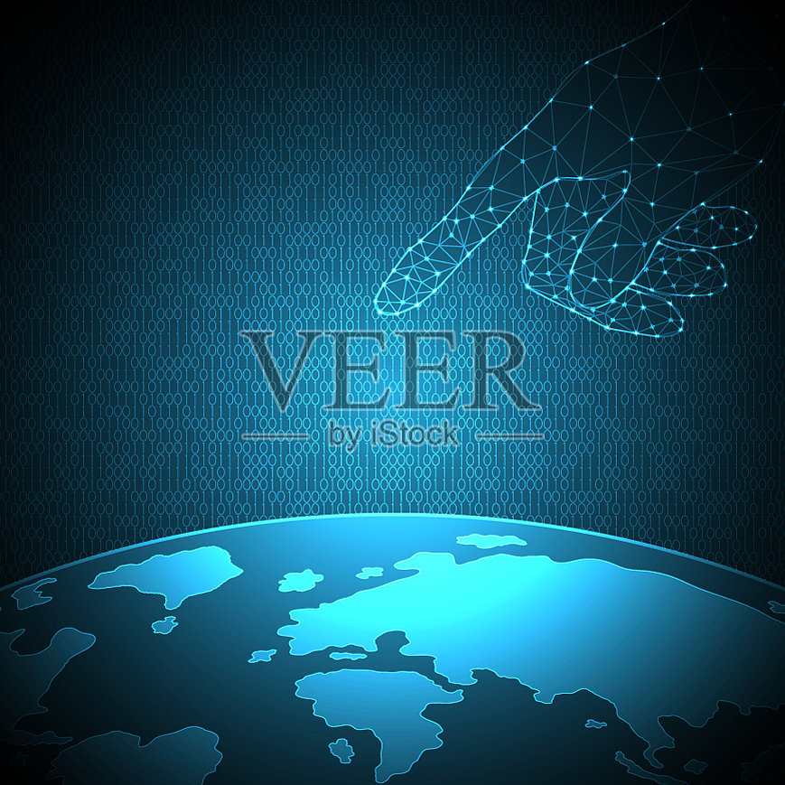 科技未来手触世界插画图片素材