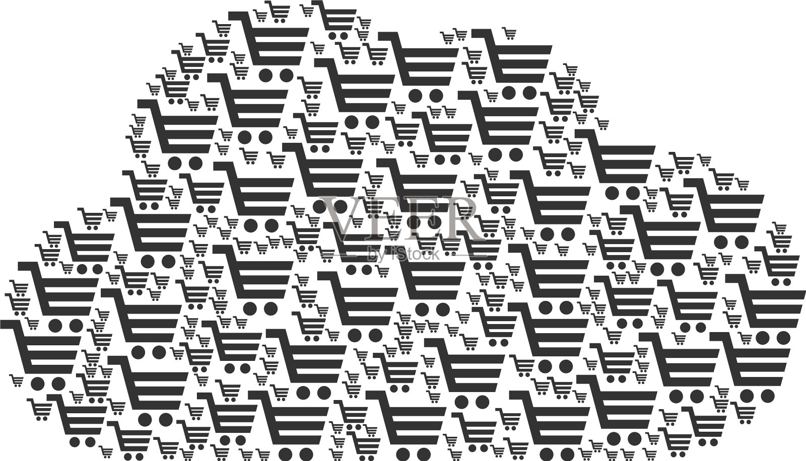 购物车图标的云马赛克插画图片素材