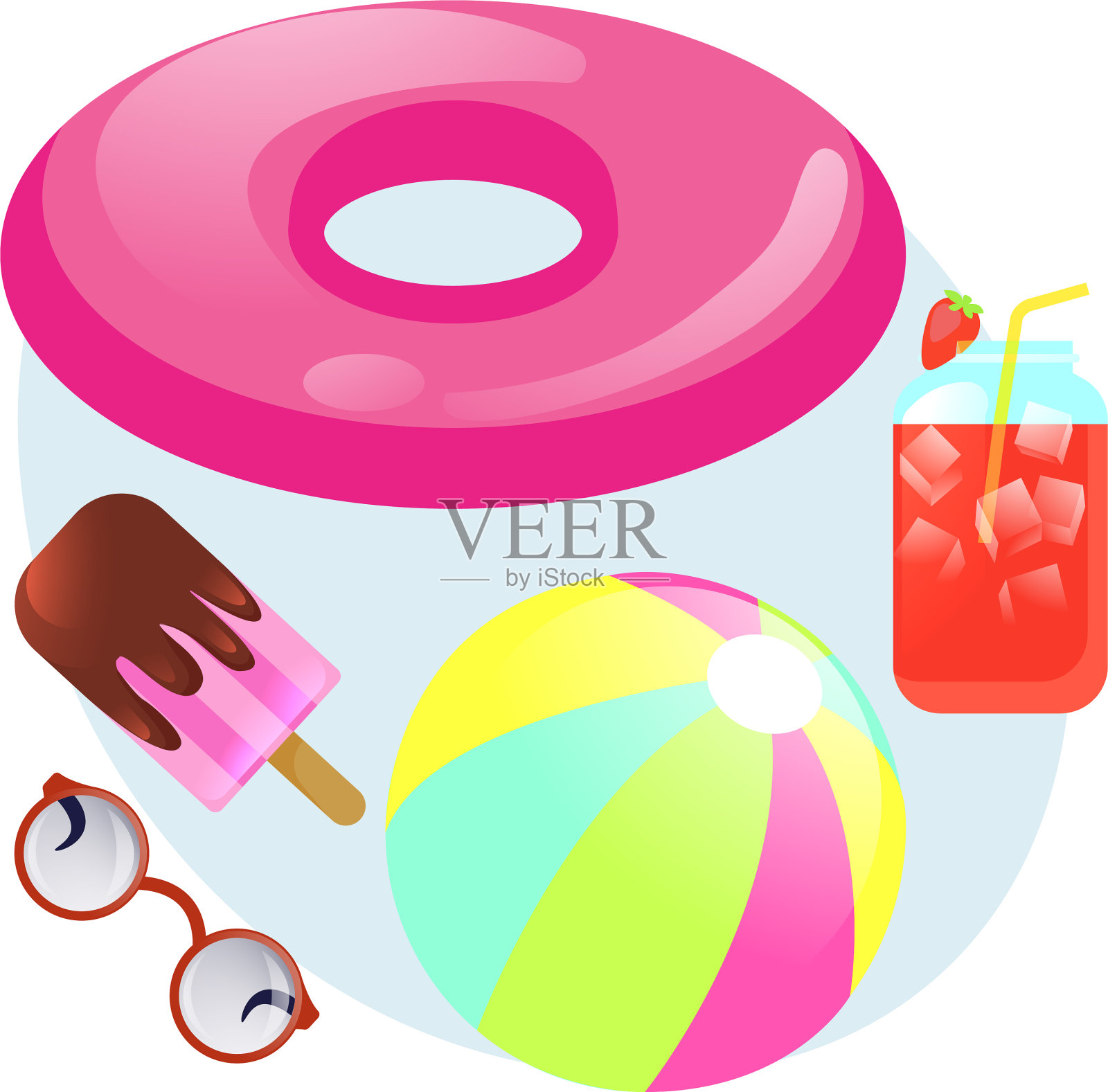 夏天戴着橡胶圈球太阳镜图标素材