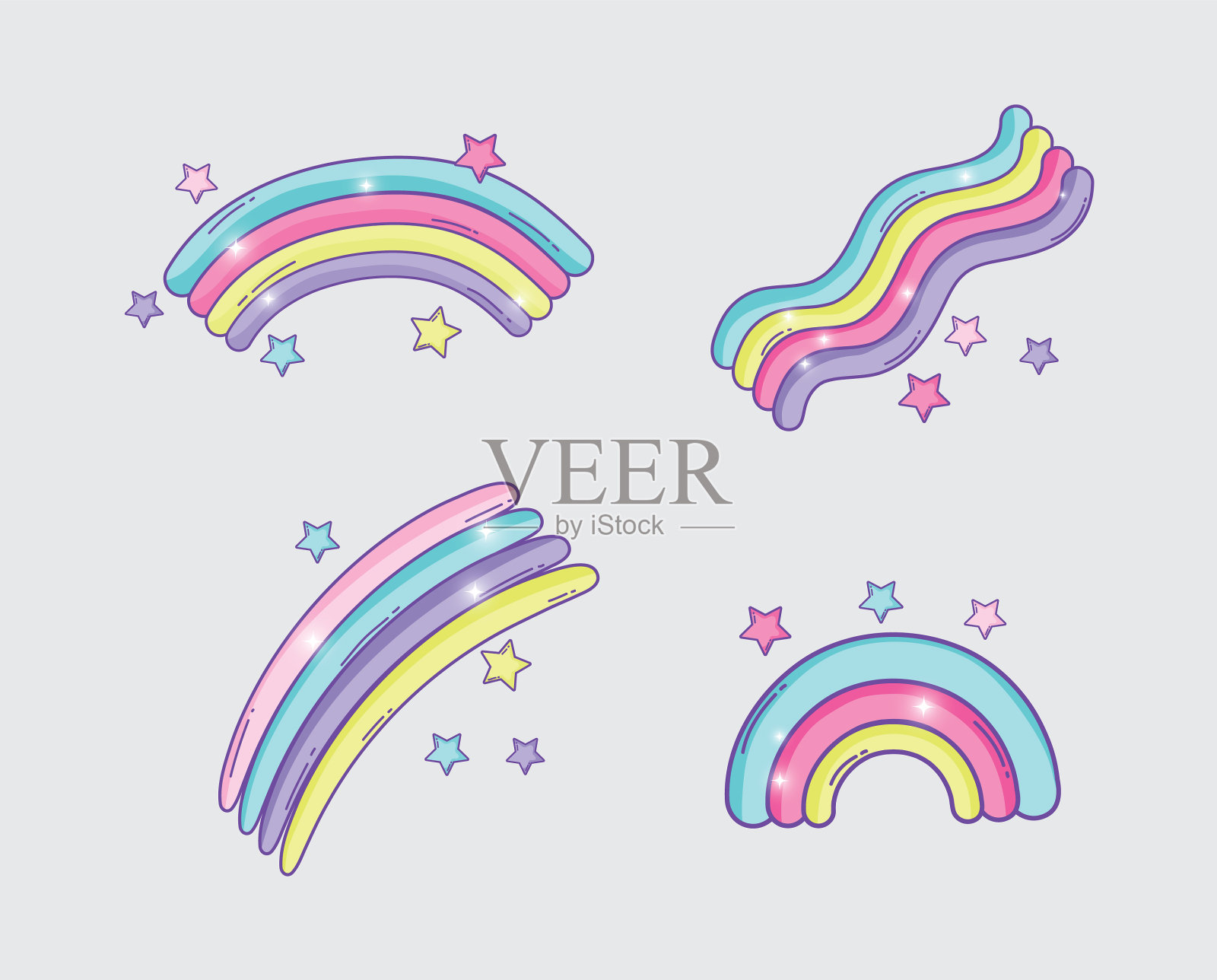用可爱的星星点缀美丽的彩虹图标素材