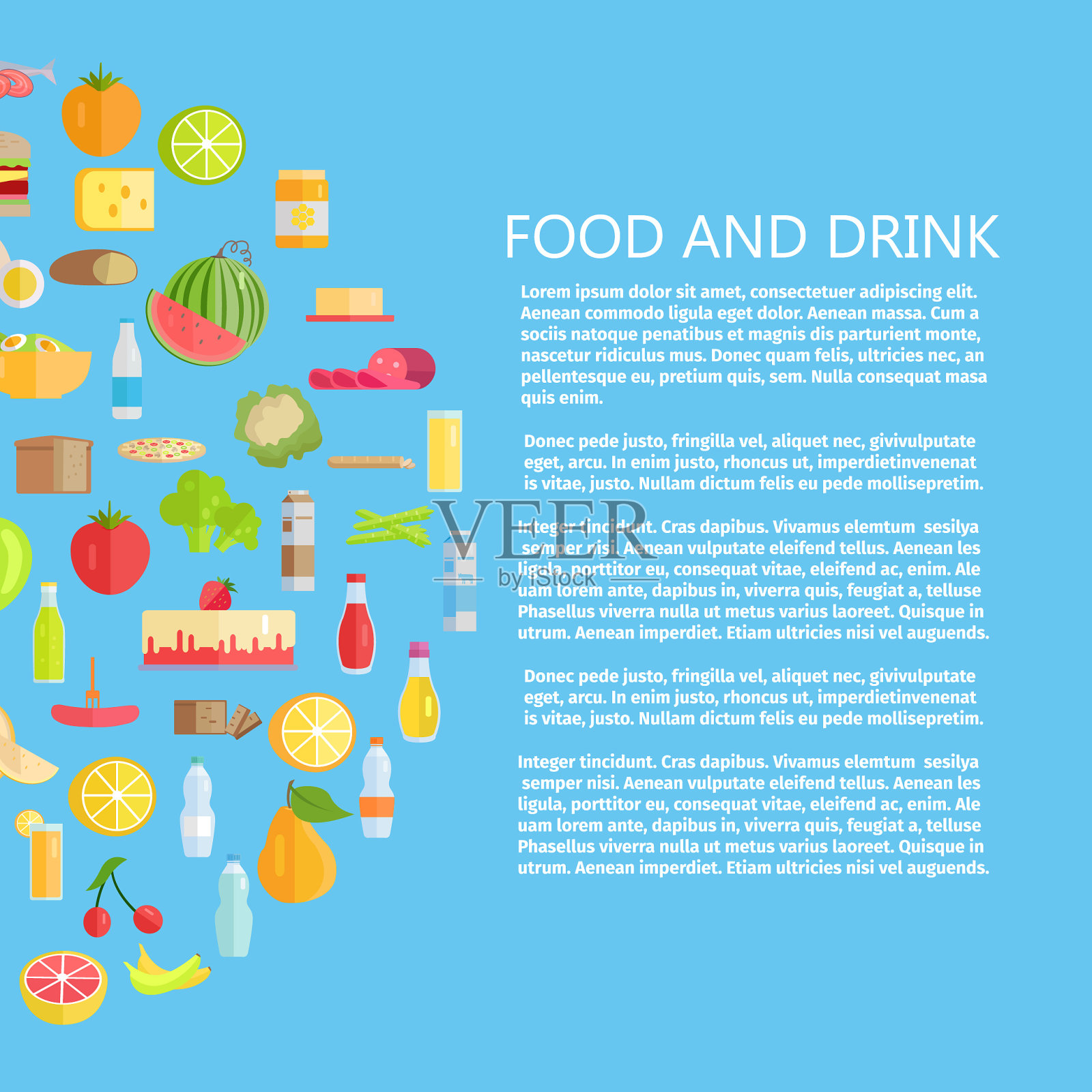 食品和饮料横幅与乳制品插画图片素材