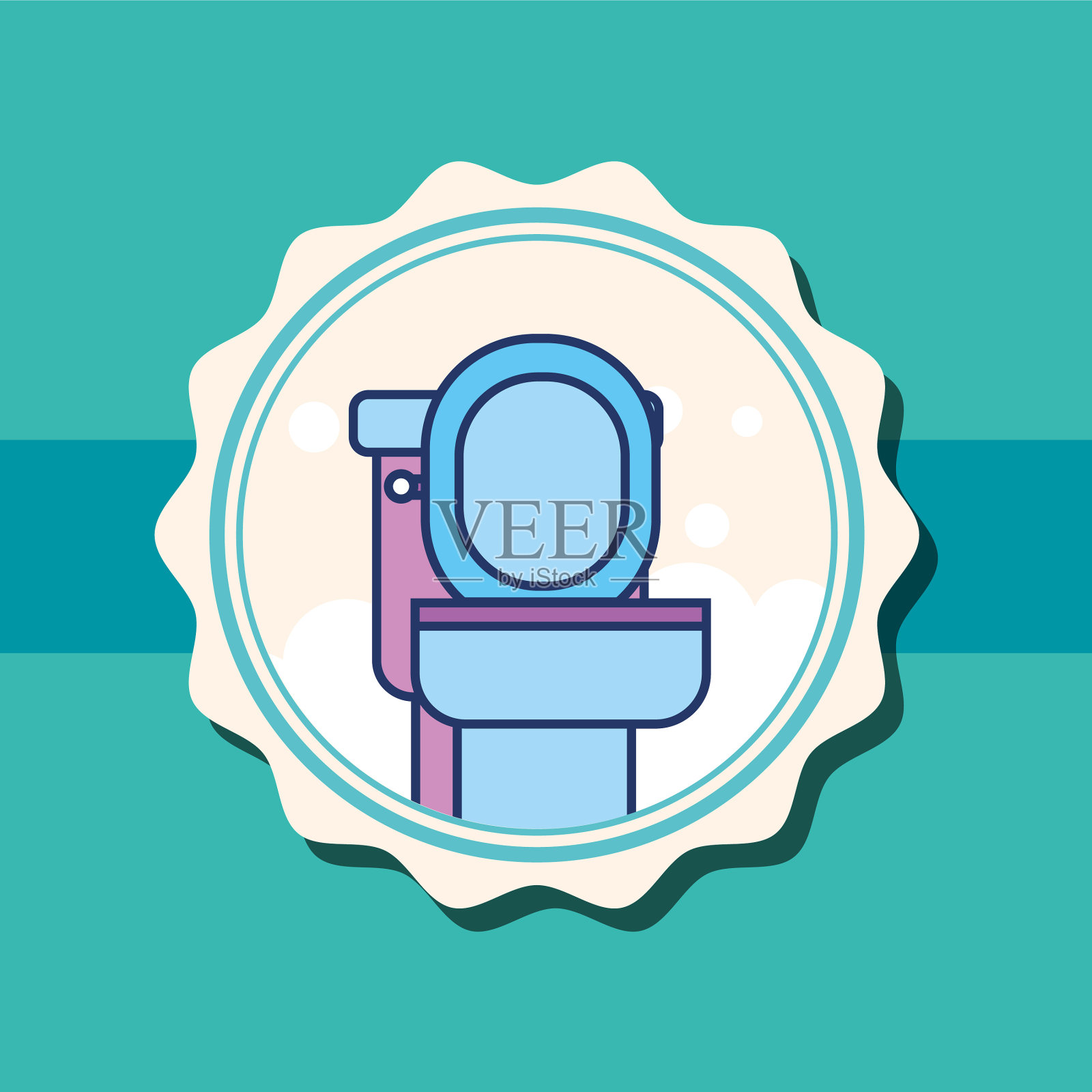 卫生间陶瓷卡通横幅浴室插画图片素材