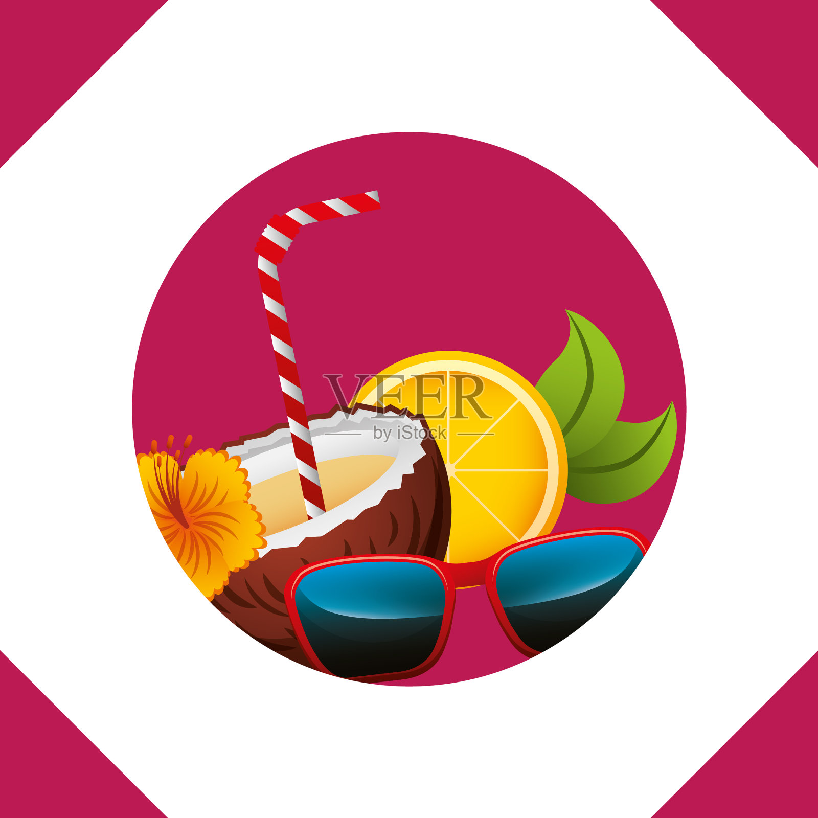 夏天的时间概念插画图片素材